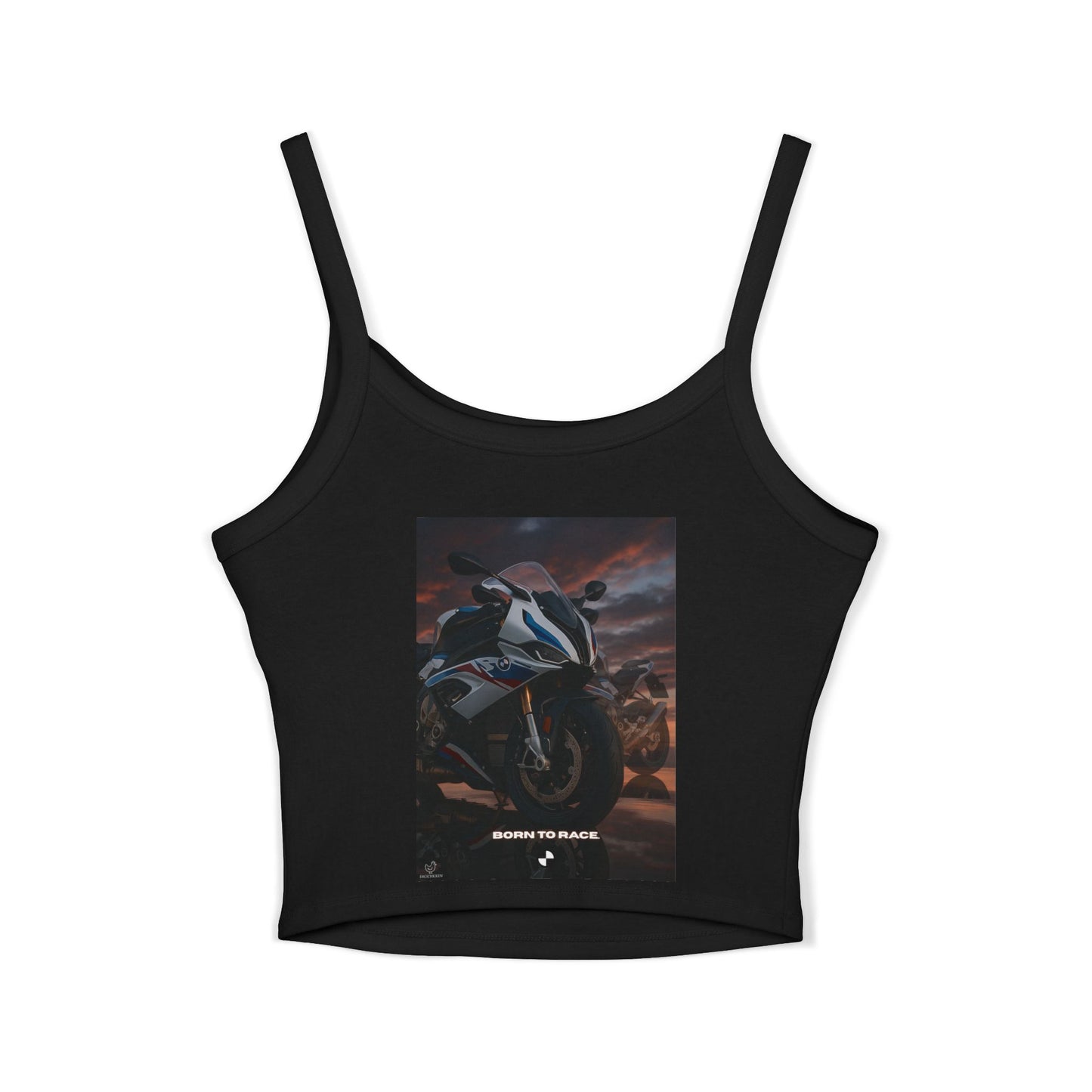 s1000rr cool Summer Top with Backprint, Motorcycle Spaghetti Strap Tank Top - Born to Race Graphic