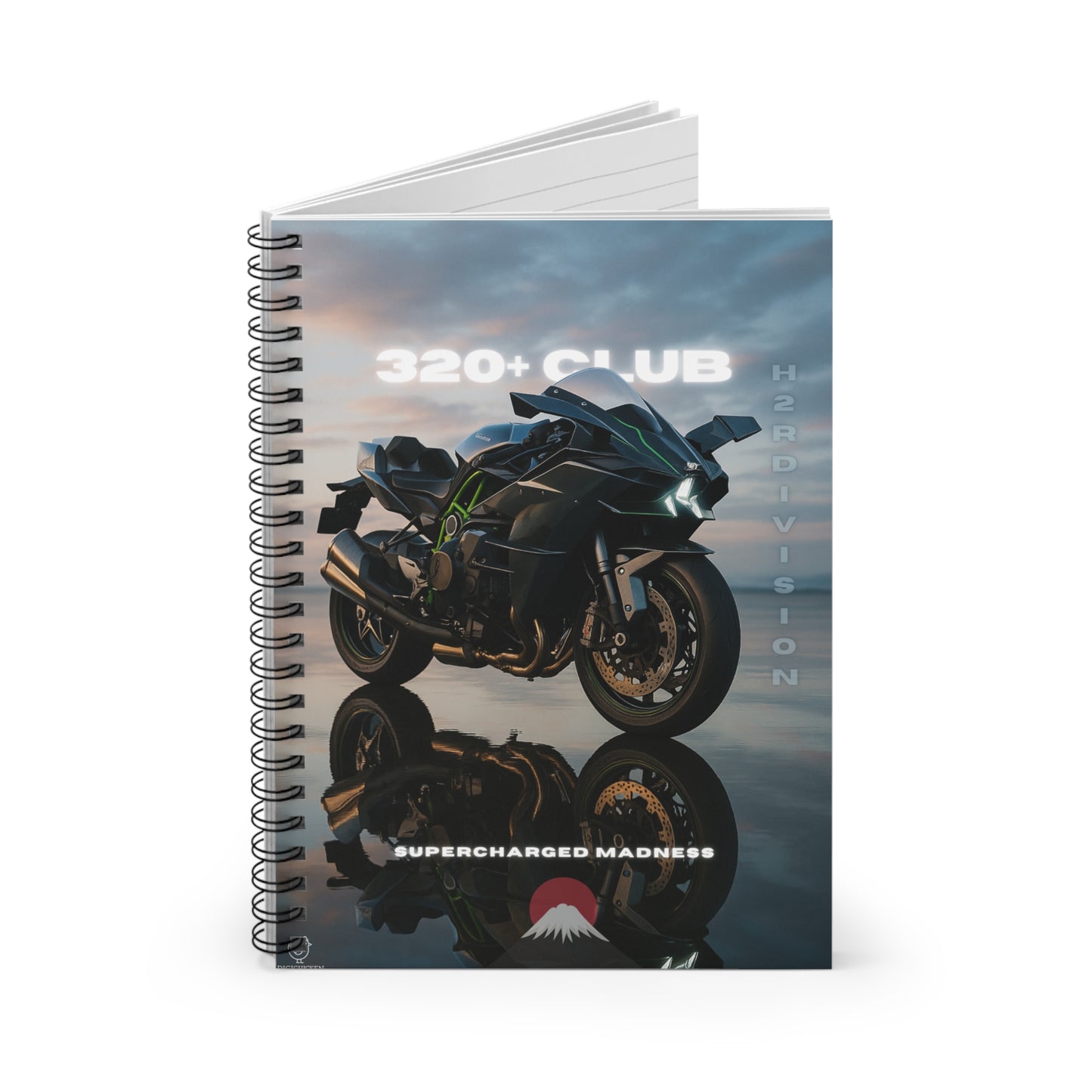 Green Motorcycle Enthusiast Spiral Notebook - 320+ Club Design, ai