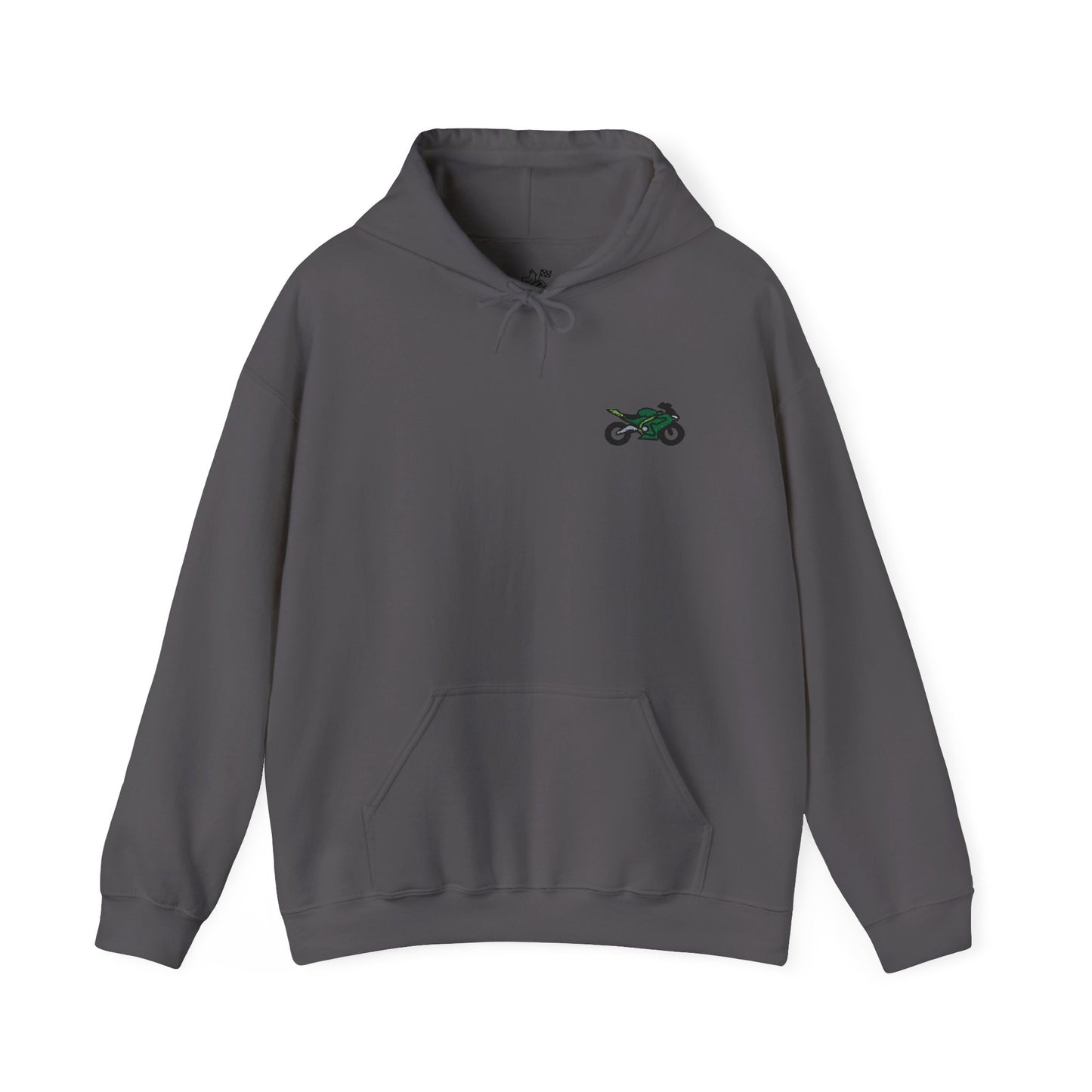 Green Motorcycle Embroidery Modern Minimalist Hoodie - Stylish Unisex Heavy Blend™ Sweatshirt with Graphic Design