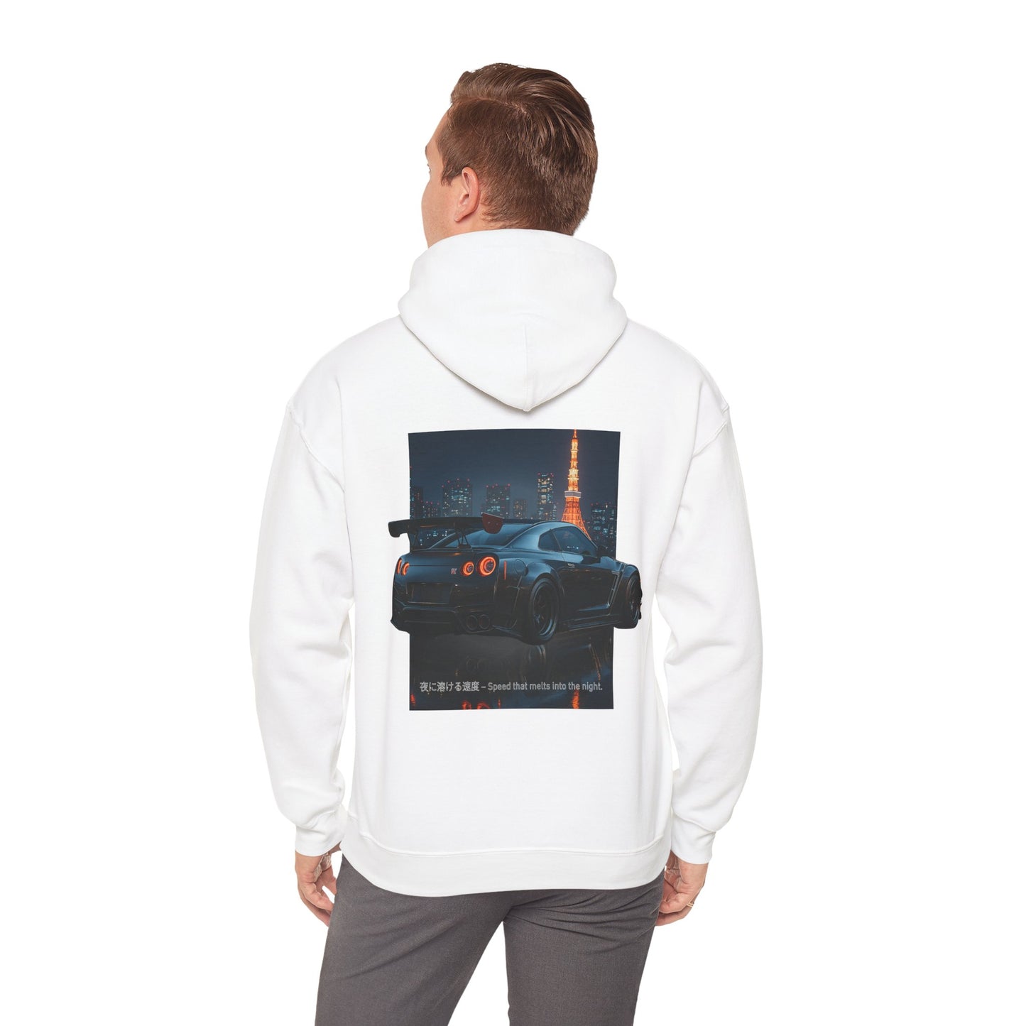 Night Race Vibes with Checkered Design - Unisex Heavy Blend™ Hooded Sweatshirt -