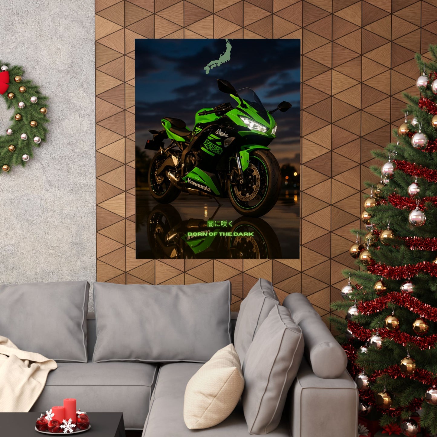 Affiche verticale mate Kawasaki Zx6r - Born of the Dark - Décoration murale idéale pour les passionnés d'automobile