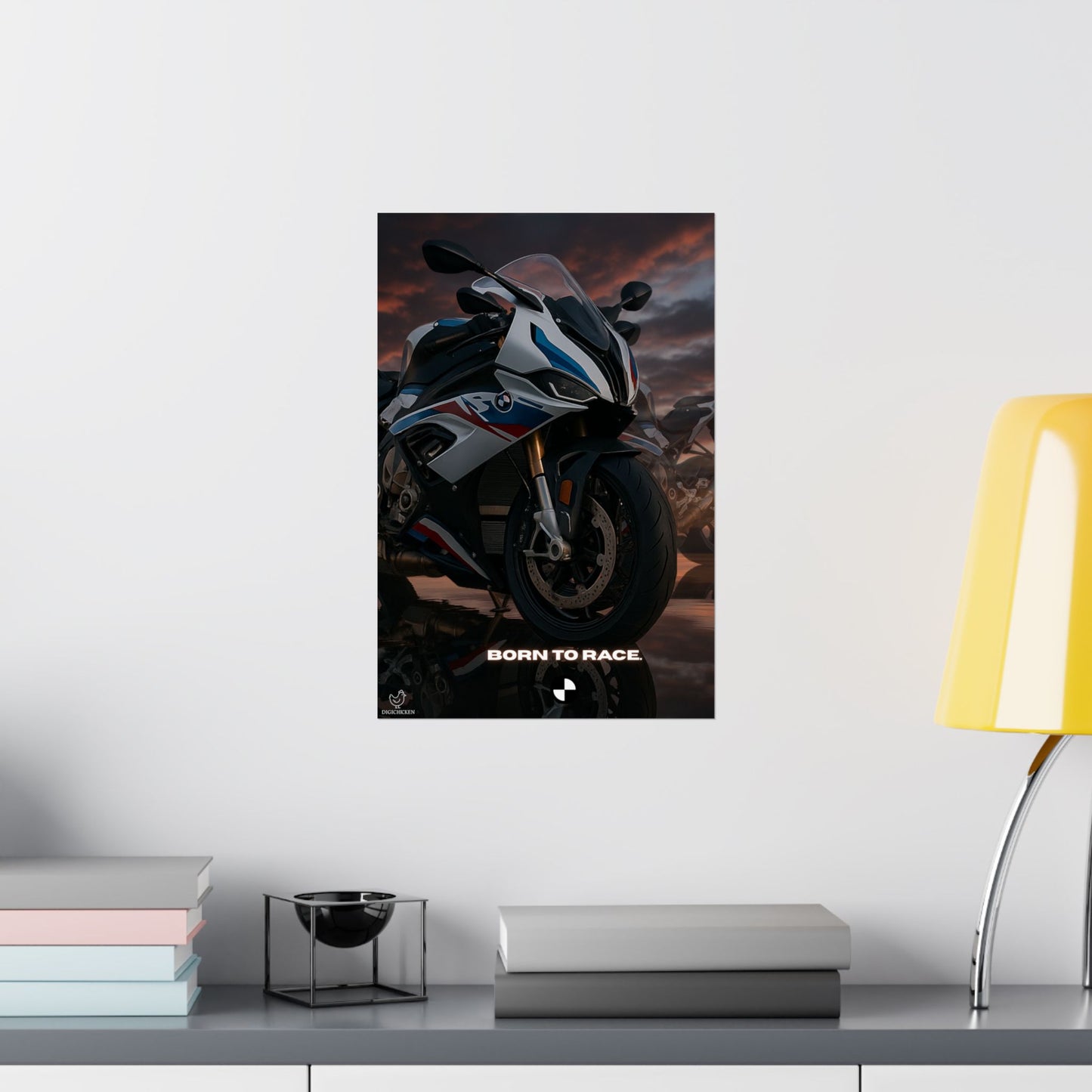 Affiche verticale mate pour moto S1000RR – « Born to Race » – Idéale pour les motards et les passionnés de course