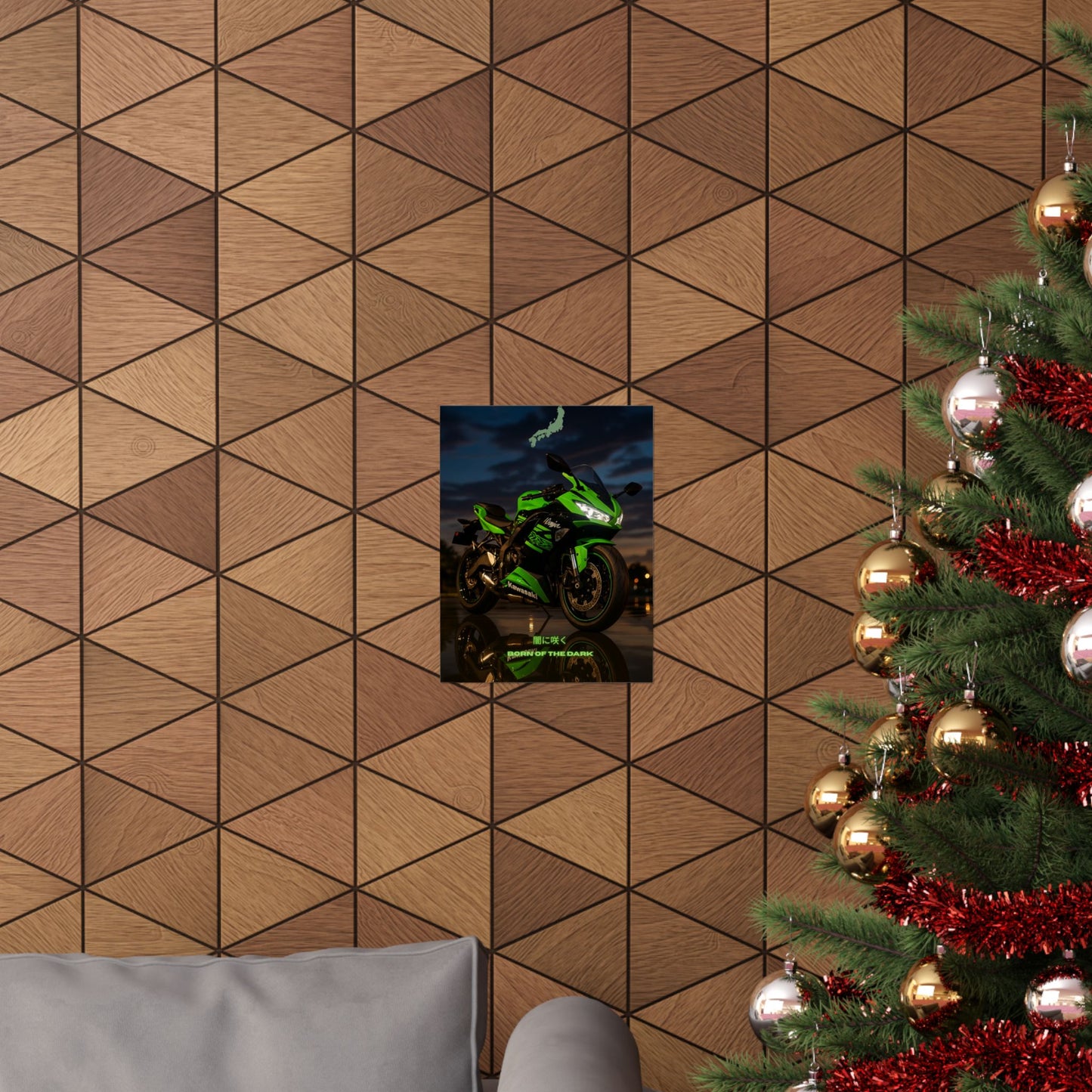 Affiche verticale mate Kawasaki Zx6r - Born of the Dark - Décoration murale idéale pour les passionnés d'automobile