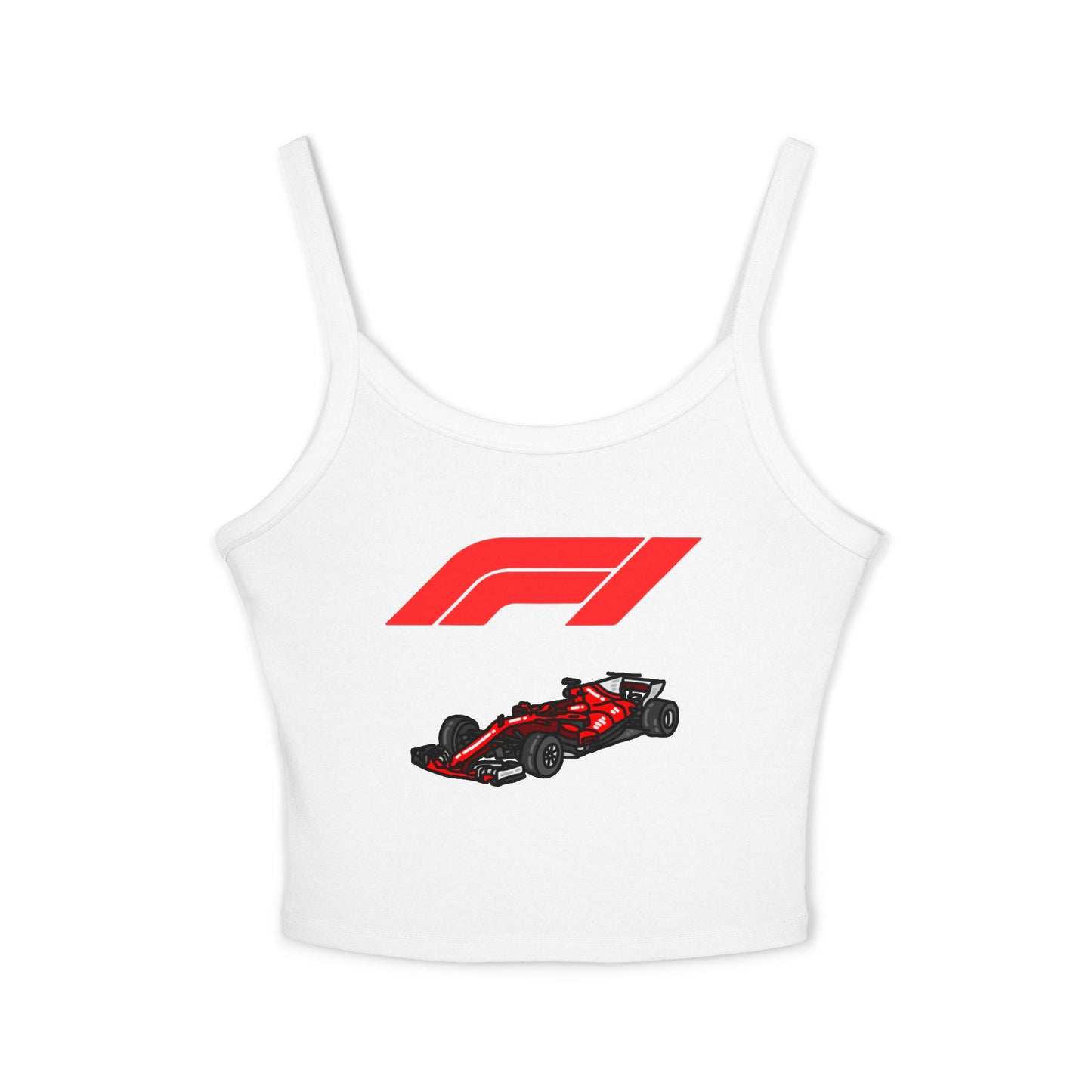 F1 Racing Women's Spaghetti Strap Tank Top, Sports Apparel, Motorsport Fans, Summer Wear, Gift for Car Lovers, Casual Style