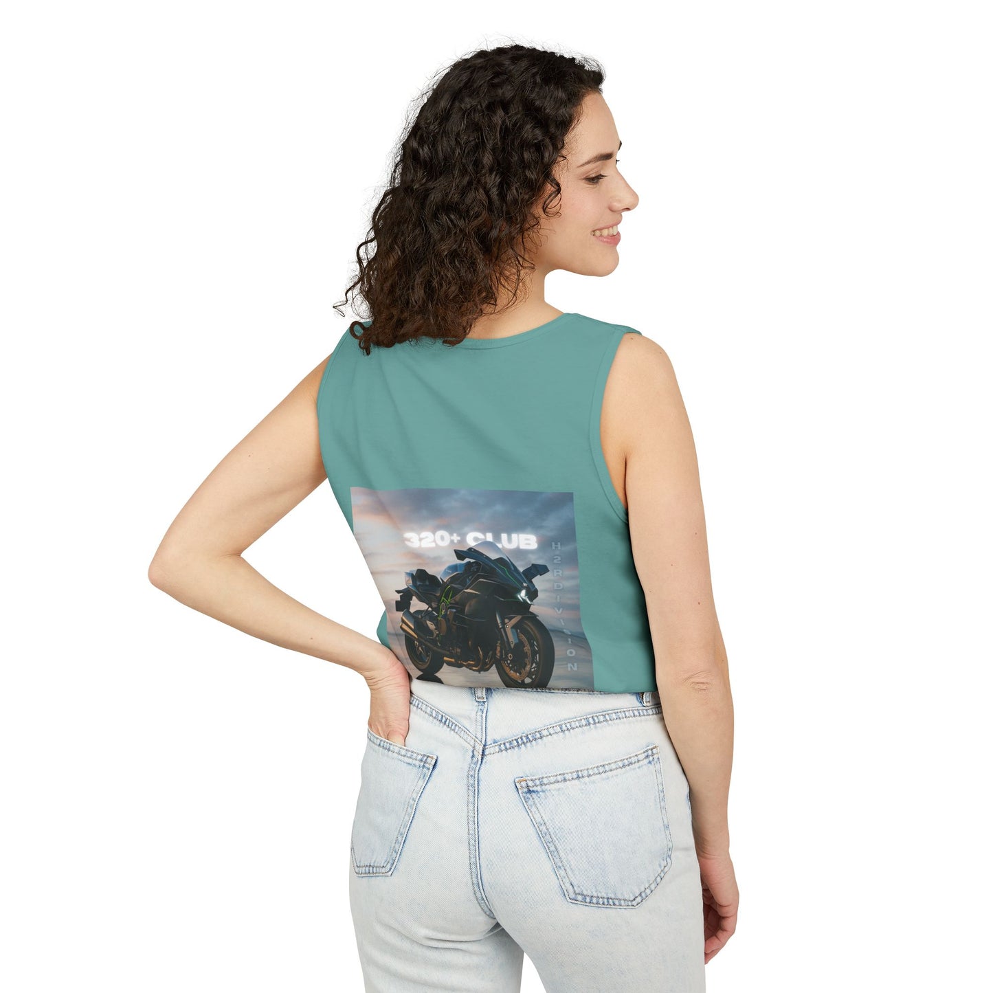 Débardeur unisexe teint en pièce H2R Cool Backprint - Design moto 320+ Club