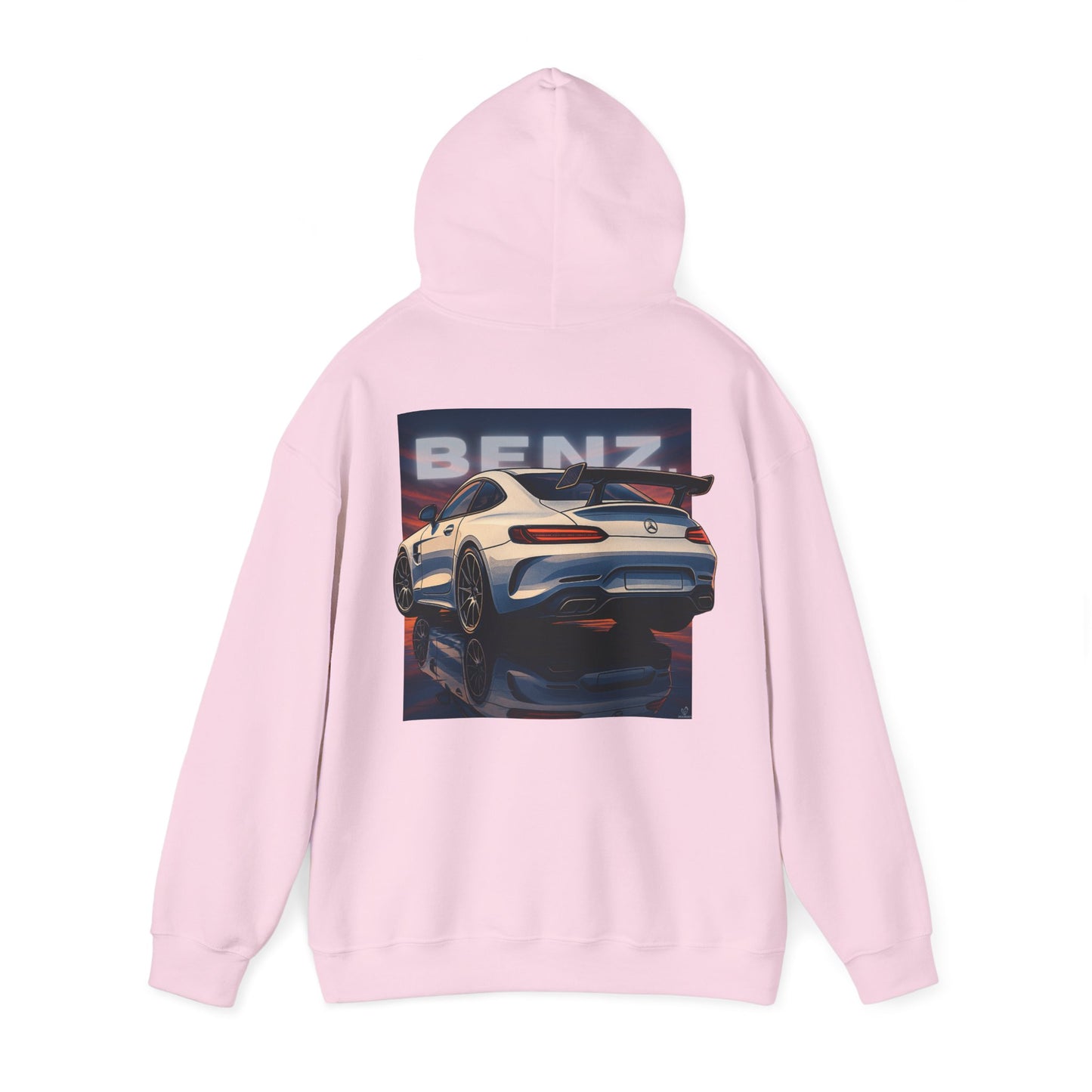 BenZ inspired Racing Hoodie with backprint- White racing car with rear spoiler