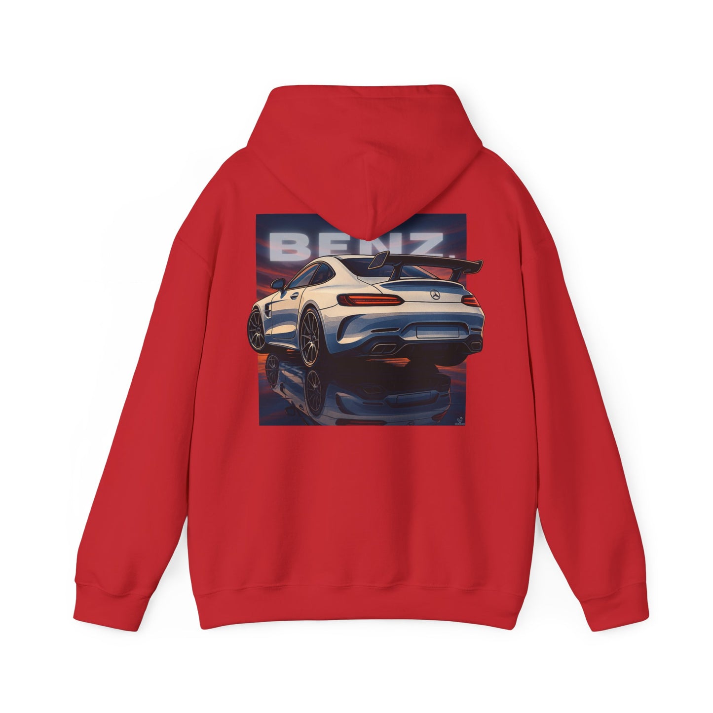 BenZ inspired Racing Hoodie with backprint- White racing car with rear spoiler