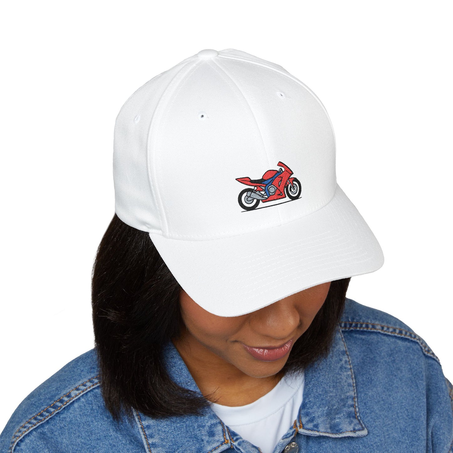 Red Motorcycle Embroidered Cap - Perfect Gift for Bikers and Riders