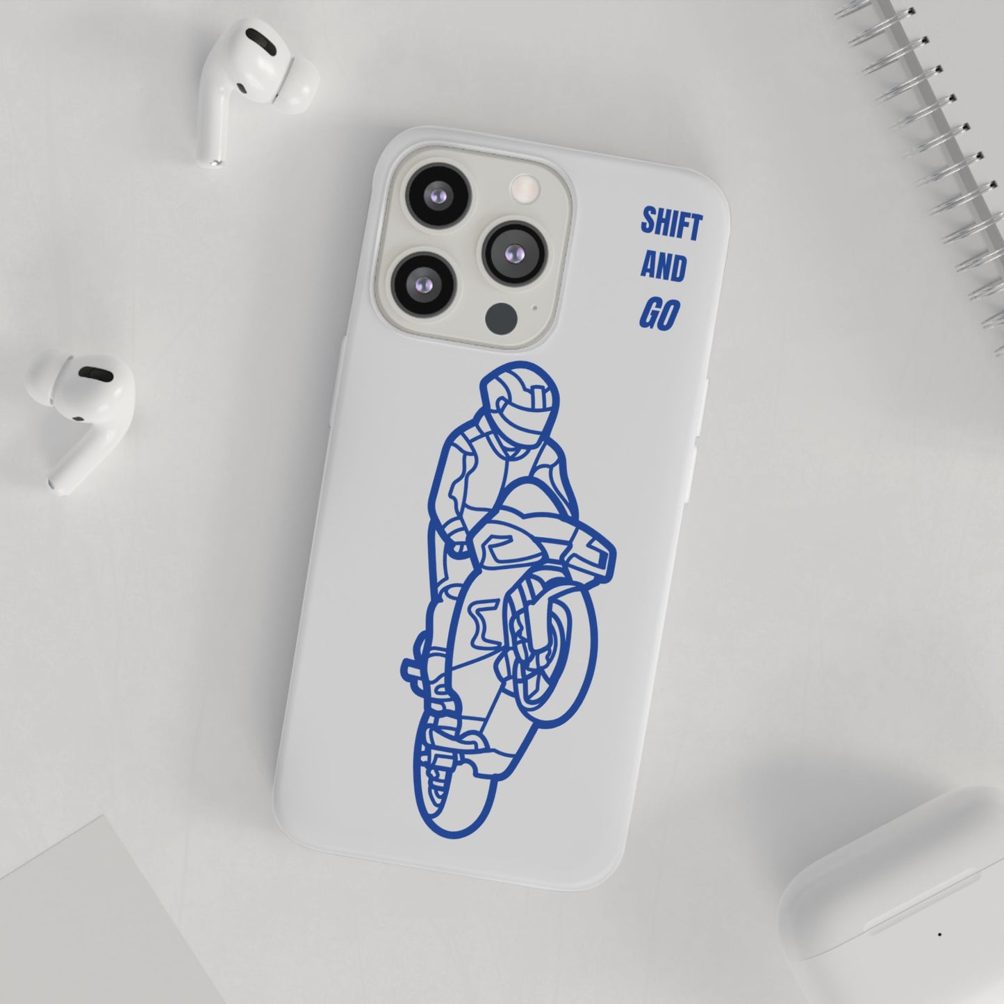 Motorcycle Flexi Cases - Shift and Go Design, Biker Gift, Phone Accessory, Sporty Case, Riding Enthusiast