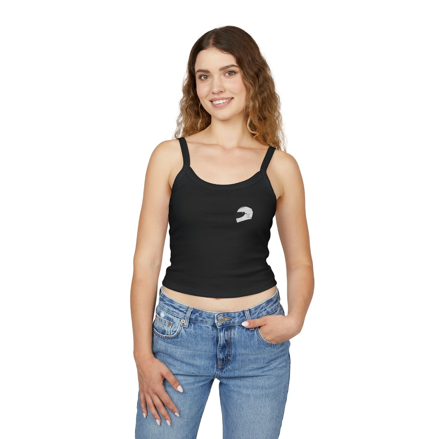 650r Backprint, Motorcycle-Themed Women's Spaghetti Strap Tank Top – Edgy Biker Vibes