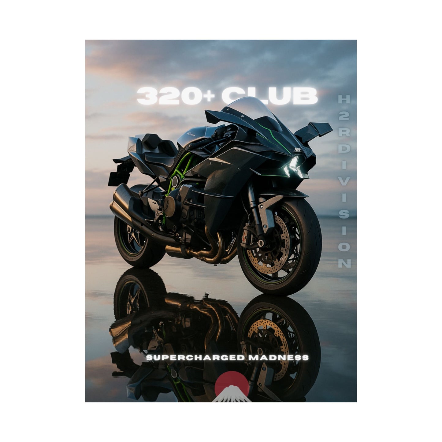 Affiche murale verticale mate H2R WallArt pour moto – 320+ Club Supercharged Madness