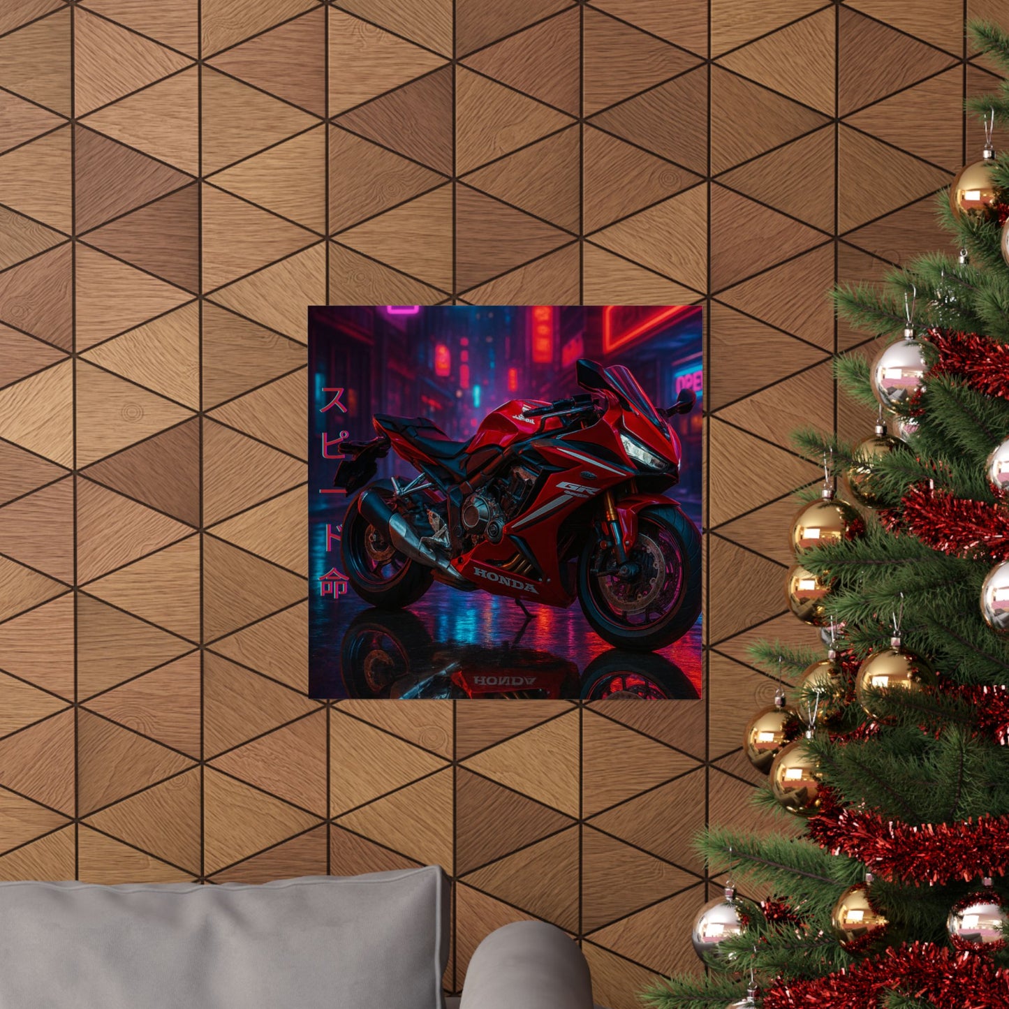Affiche verticale mate néon moto 650r - Speed & Velocity Art