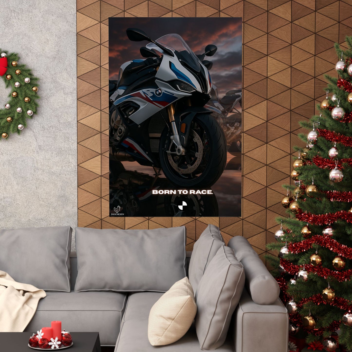 Affiche verticale mate pour moto S1000RR – « Born to Race » – Idéale pour les motards et les passionnés de course