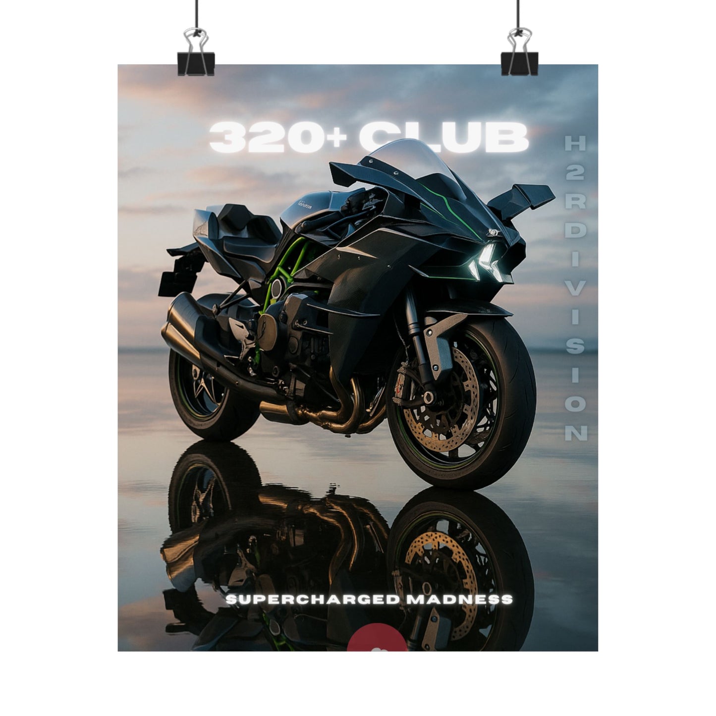 Affiche murale verticale mate H2R WallArt pour moto – 320+ Club Supercharged Madness