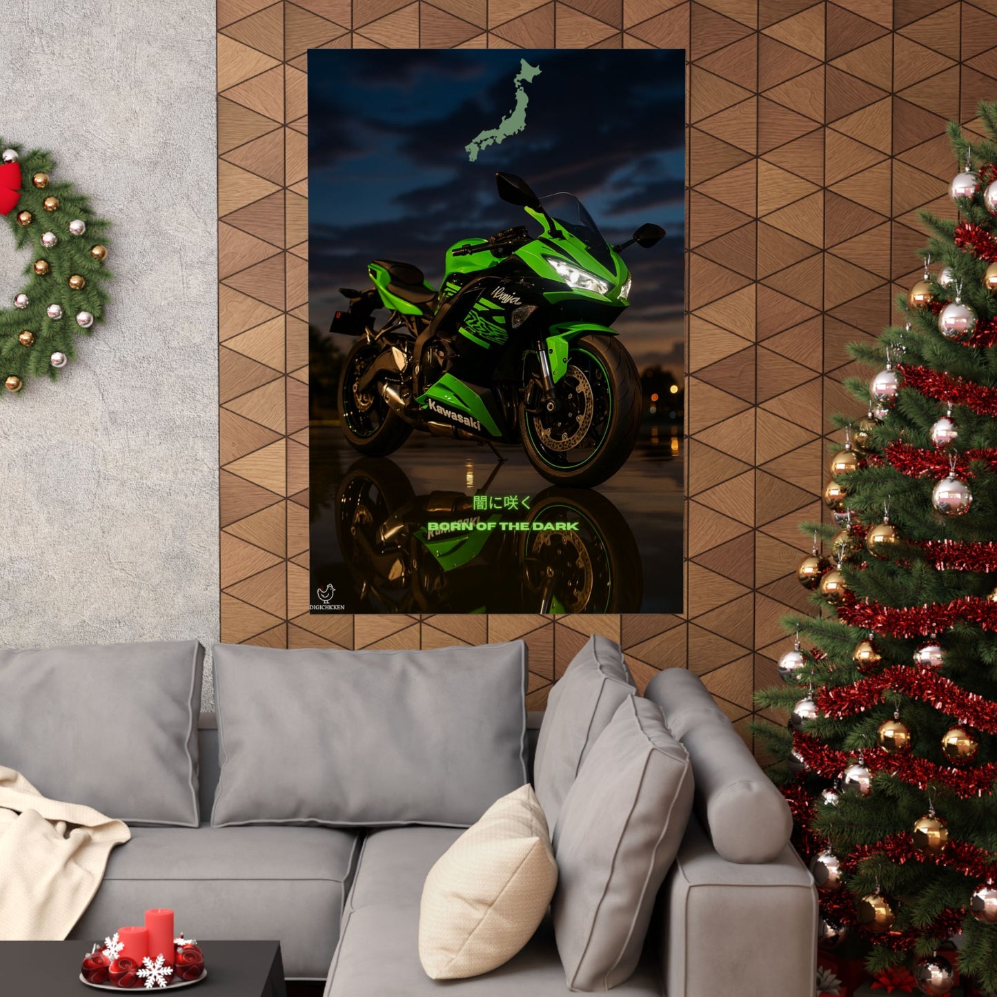 Affiche verticale mate Kawasaki Zx6r - Born of the Dark - Décoration murale idéale pour les passionnés d'automobile