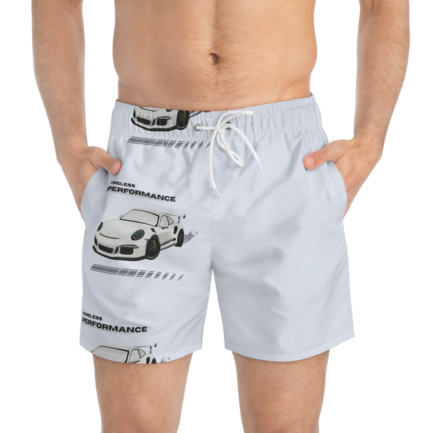 Timeless Performance Swim Trunks, Stylish Beachwear, Summer Swim Shorts, Car Lover's Swimwear, Vacation Essentials, Pool Party Gear