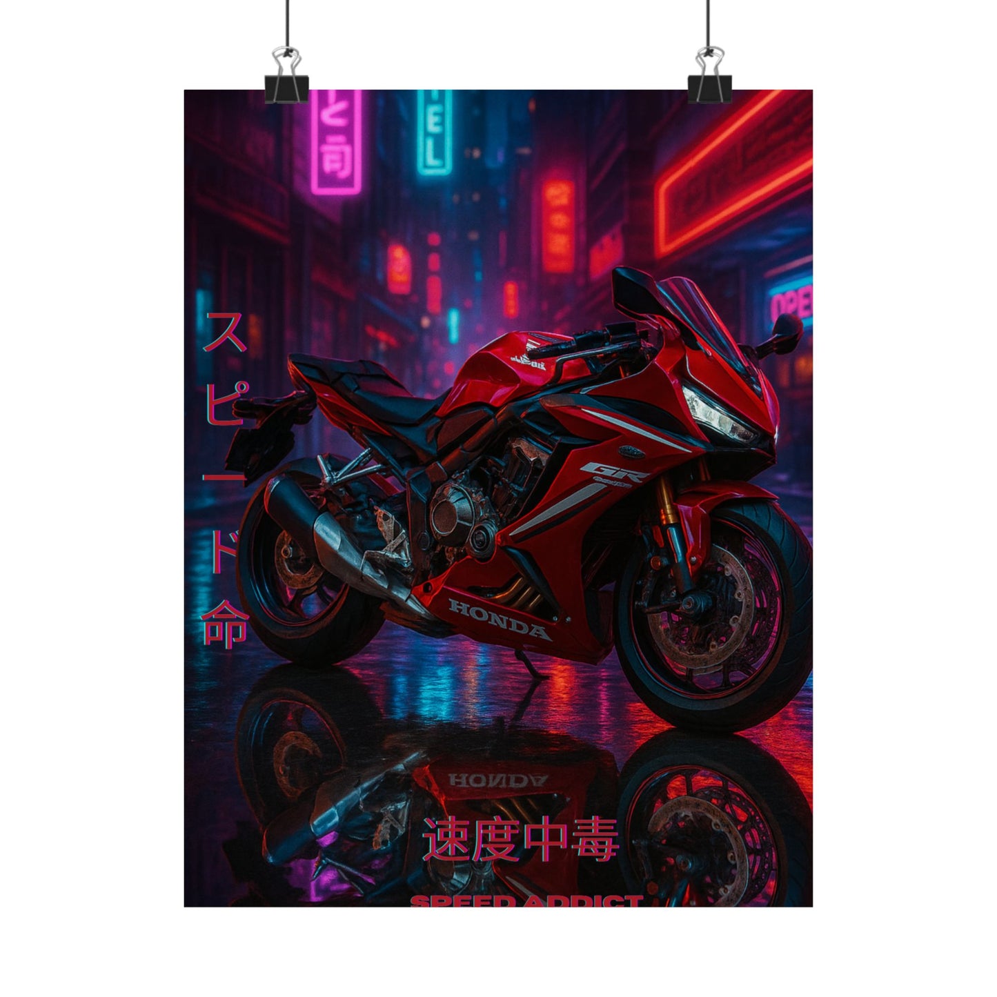 Affiche verticale mate néon moto 650r - Speed & Velocity Art