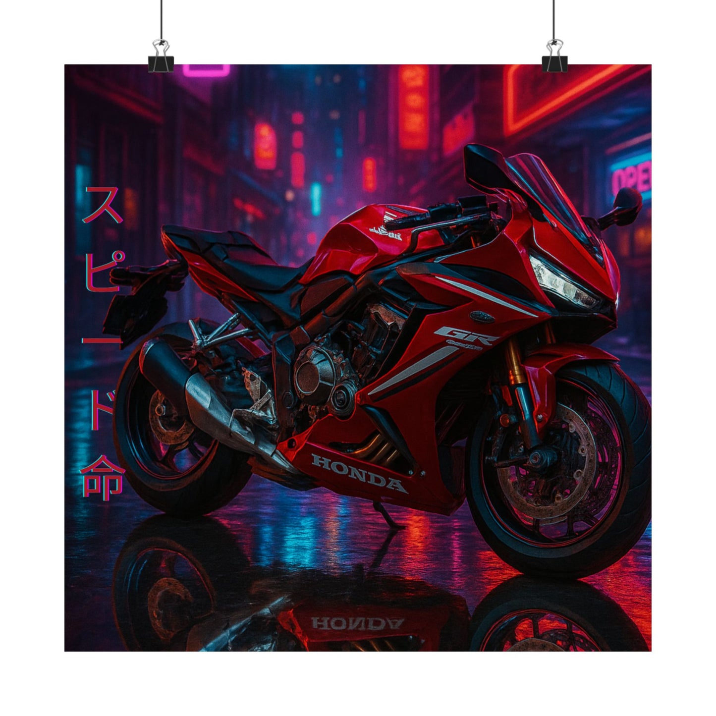 Affiche verticale mate néon moto 650r - Speed & Velocity Art