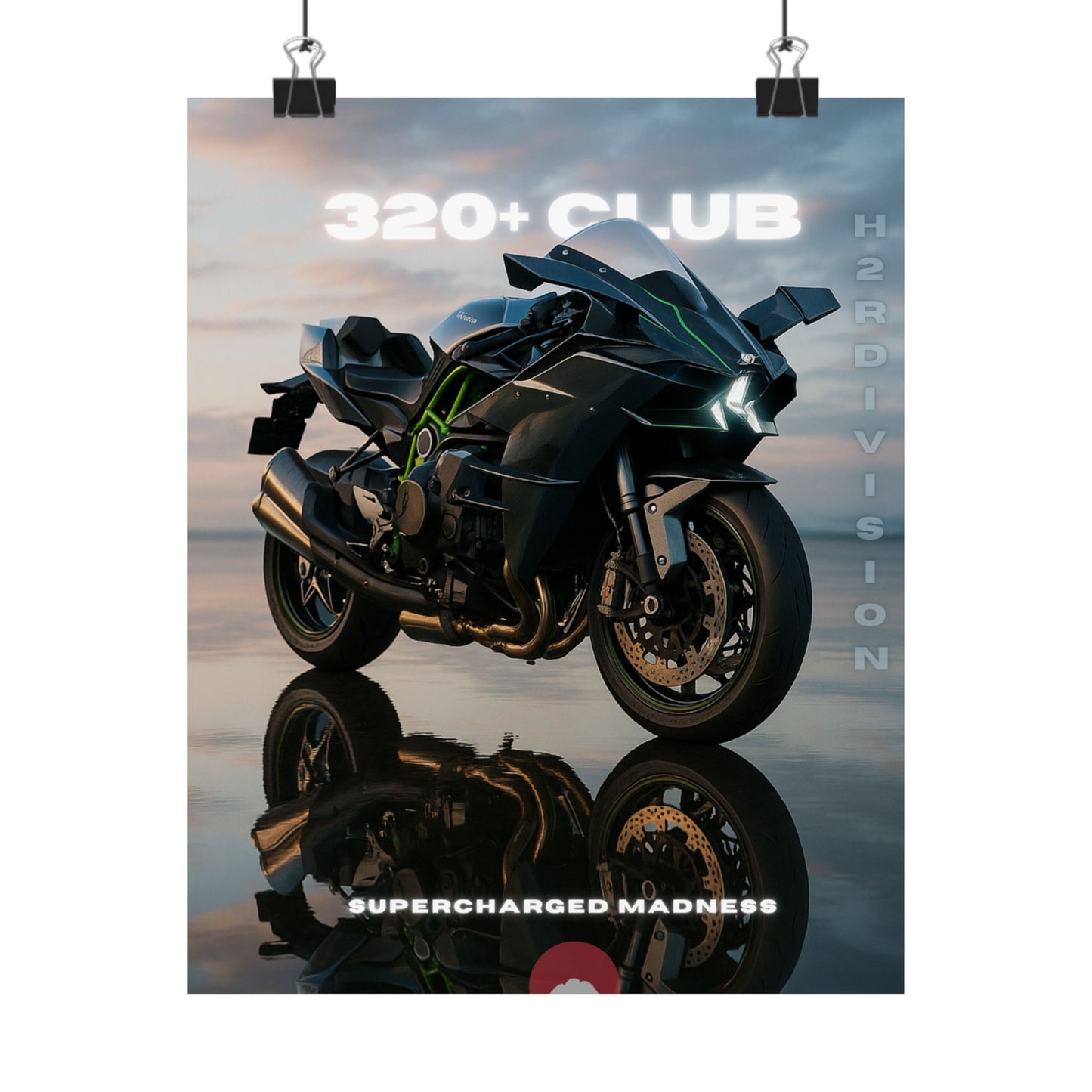 Affiche murale verticale mate H2R WallArt pour moto – 320+ Club Supercharged Madness