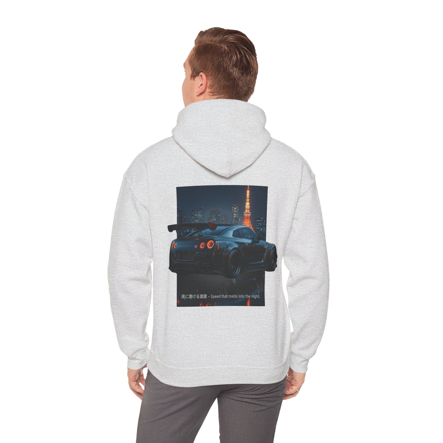 Night Race Vibes with Checkered Design - Unisex Heavy Blend™ Hooded Sweatshirt -