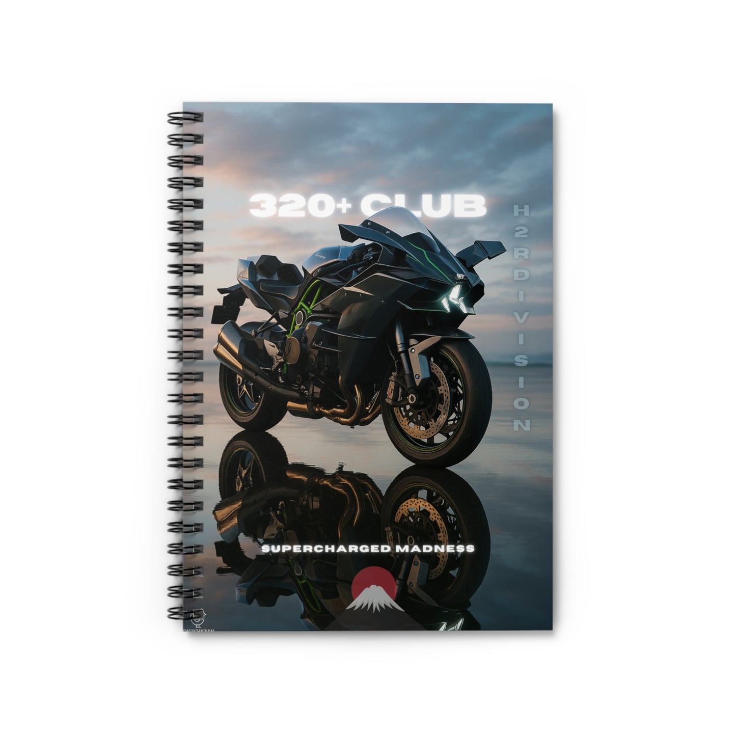 Green Motorcycle Enthusiast Spiral Notebook - 320+ Club Design, ai