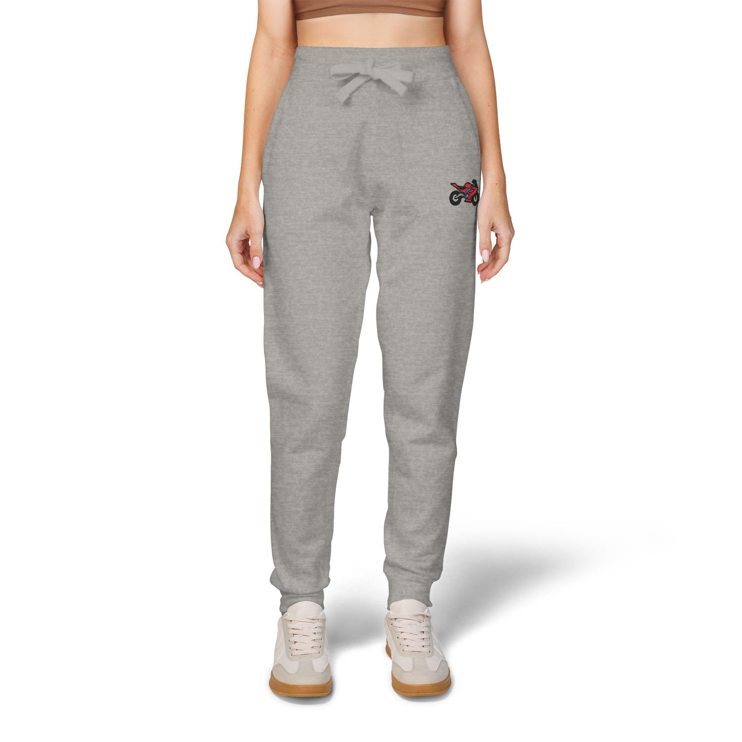Red Motorcycle Embroidered Unisex Fleece Sweatpants, Cozy Loungewear for Relaxation, Perfect Gift for Him/Her, Casual Style for Home