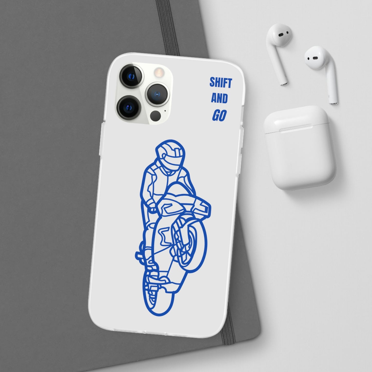 Motorcycle Flexi Cases - Shift and Go Design, Biker Gift, Phone Accessory, Sporty Case, Riding Enthusiast
