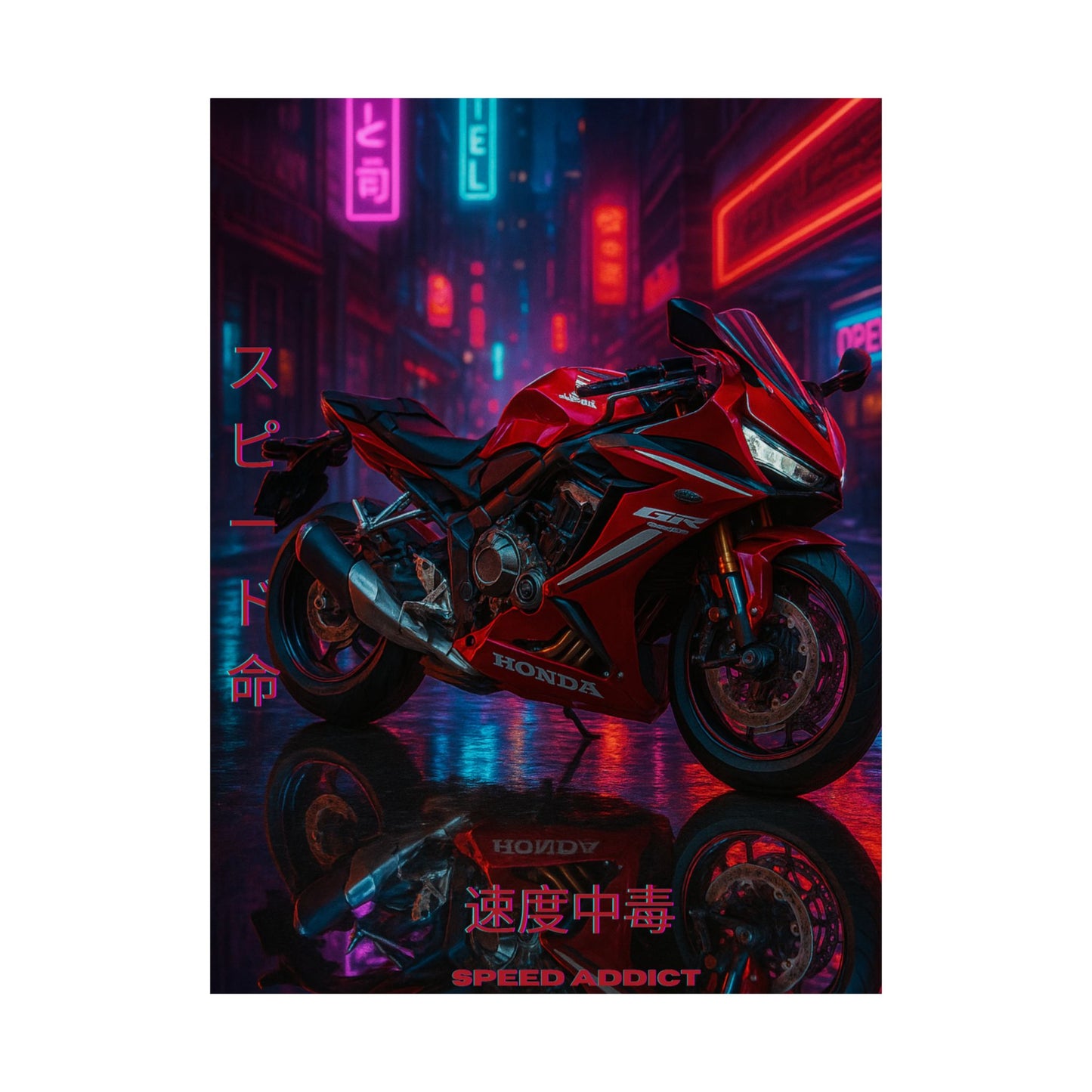 Affiche verticale mate néon moto 650r - Speed & Velocity Art