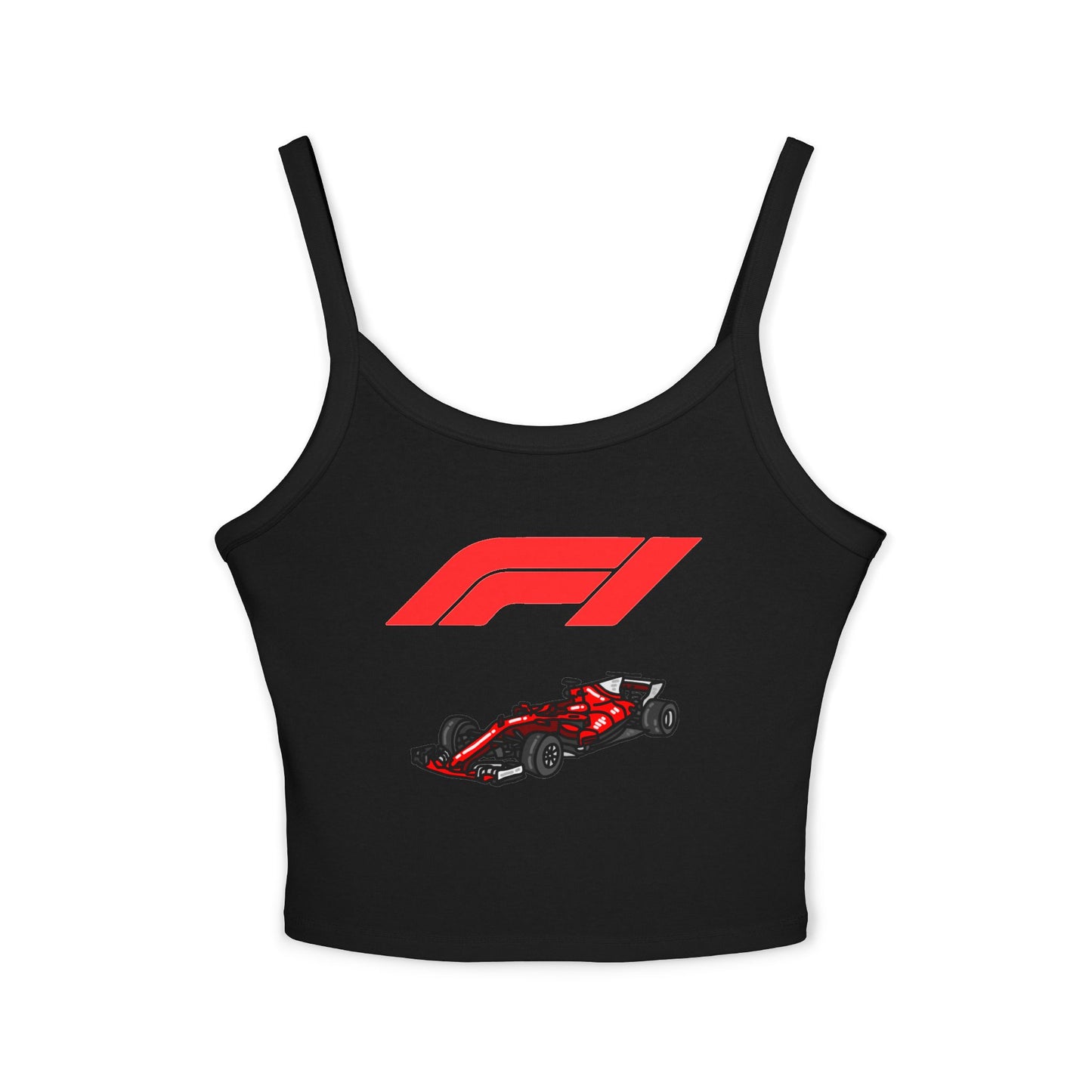 F1 Racing Women's Spaghetti Strap Tank Top, Sports Apparel, Motorsport Fans, Summer Wear, Gift for Car Lovers, Casual Style