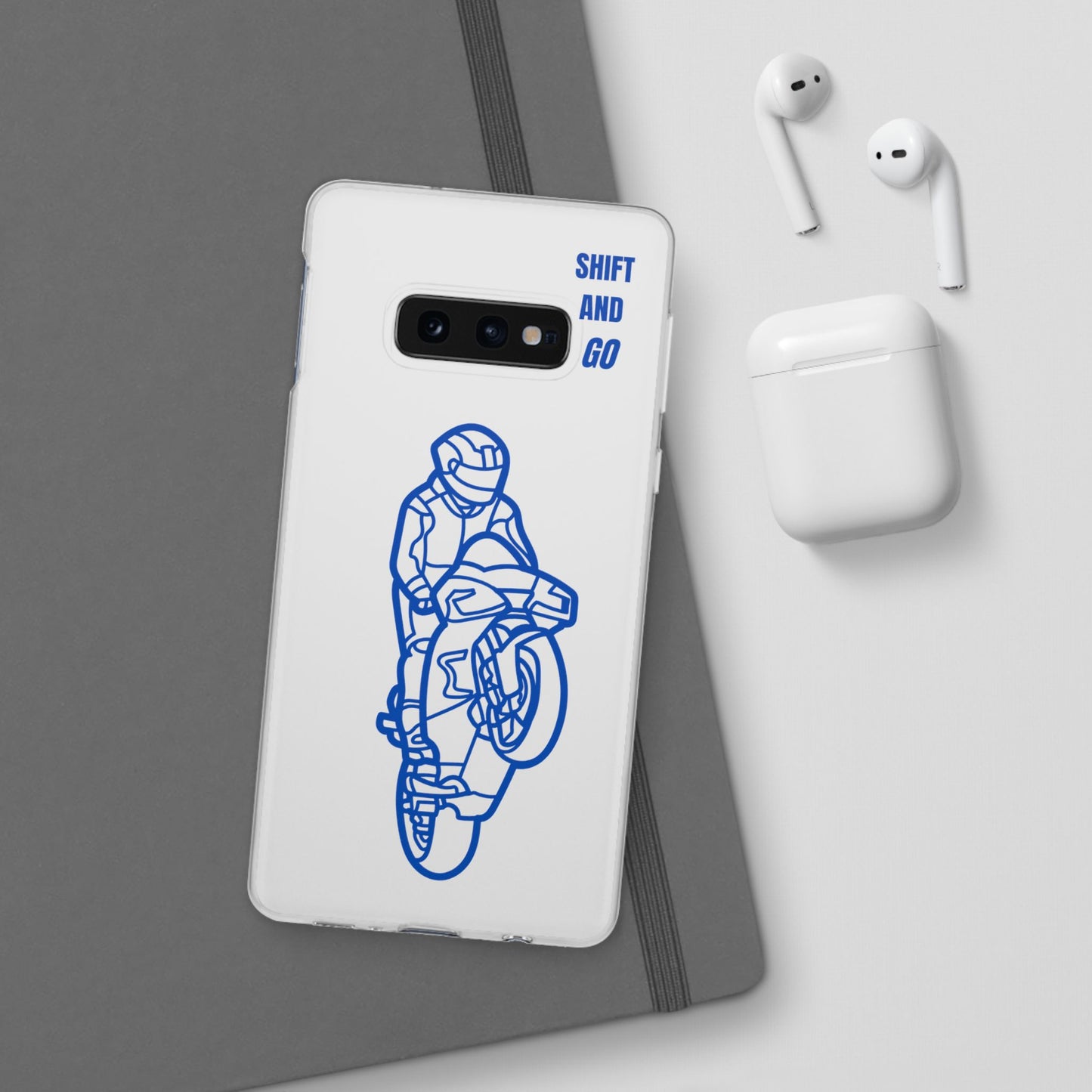 Motorcycle Flexi Cases - Shift and Go Design, Biker Gift, Phone Accessory, Sporty Case, Riding Enthusiast