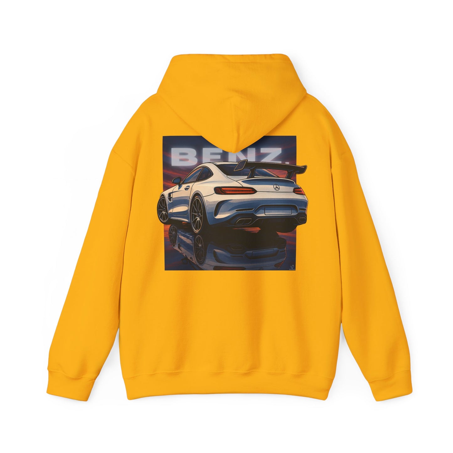 BenZ inspired Racing Hoodie with backprint- White racing car with rear spoiler