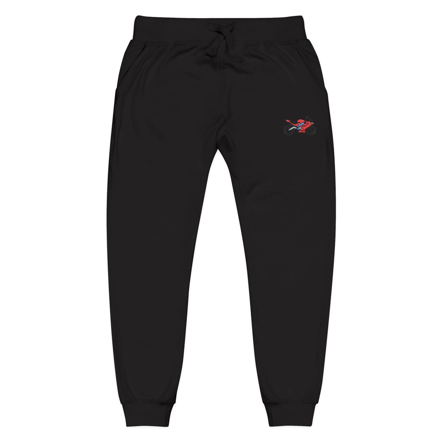 Red Motorcycle Embroidered Unisex Fleece Sweatpants, Cozy Loungewear for Relaxation, Perfect Gift for Him/Her, Casual Style for Home