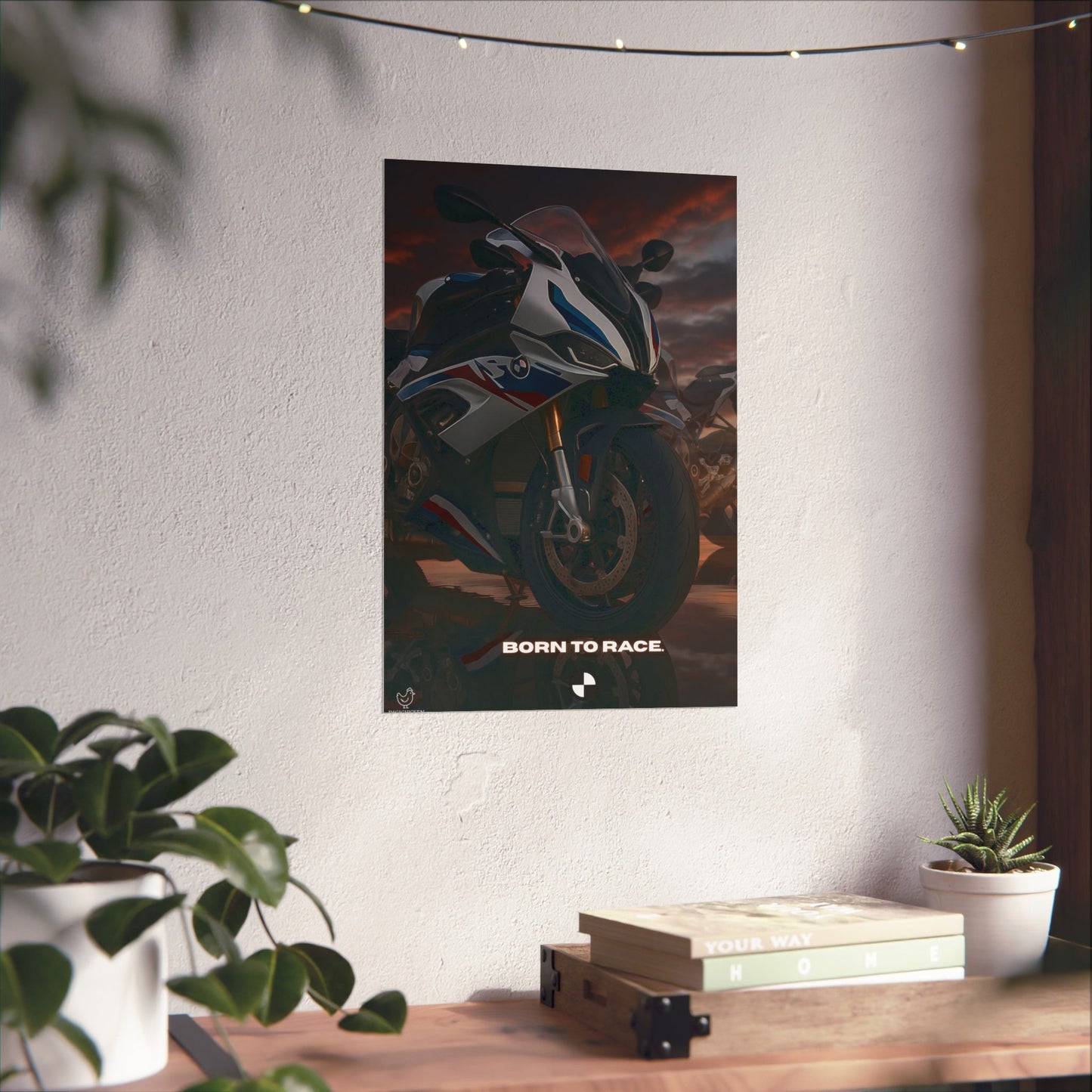 Affiche verticale mate pour moto S1000RR – « Born to Race » – Idéale pour les motards et les passionnés de course