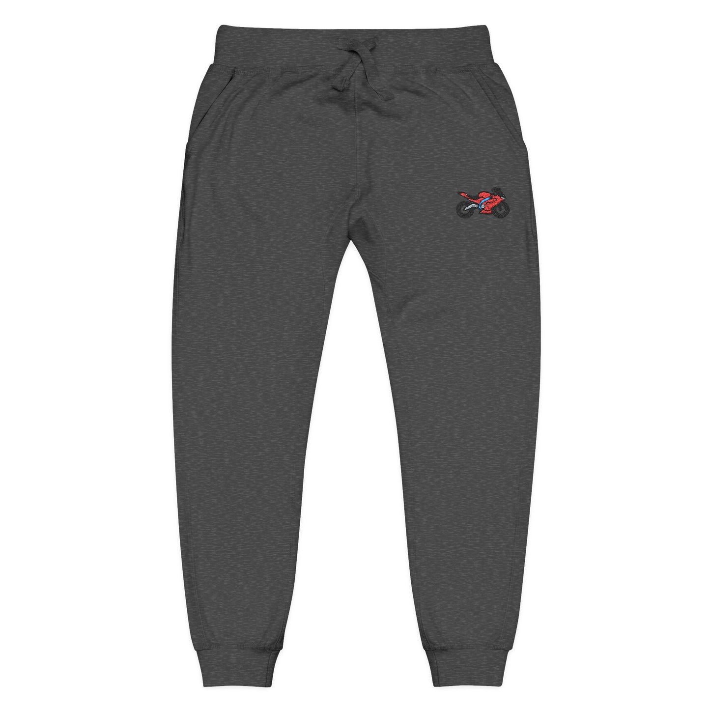 Red Motorcycle Embroidered Unisex Fleece Sweatpants, Cozy Loungewear for Relaxation, Perfect Gift for Him/Her, Casual Style for Home