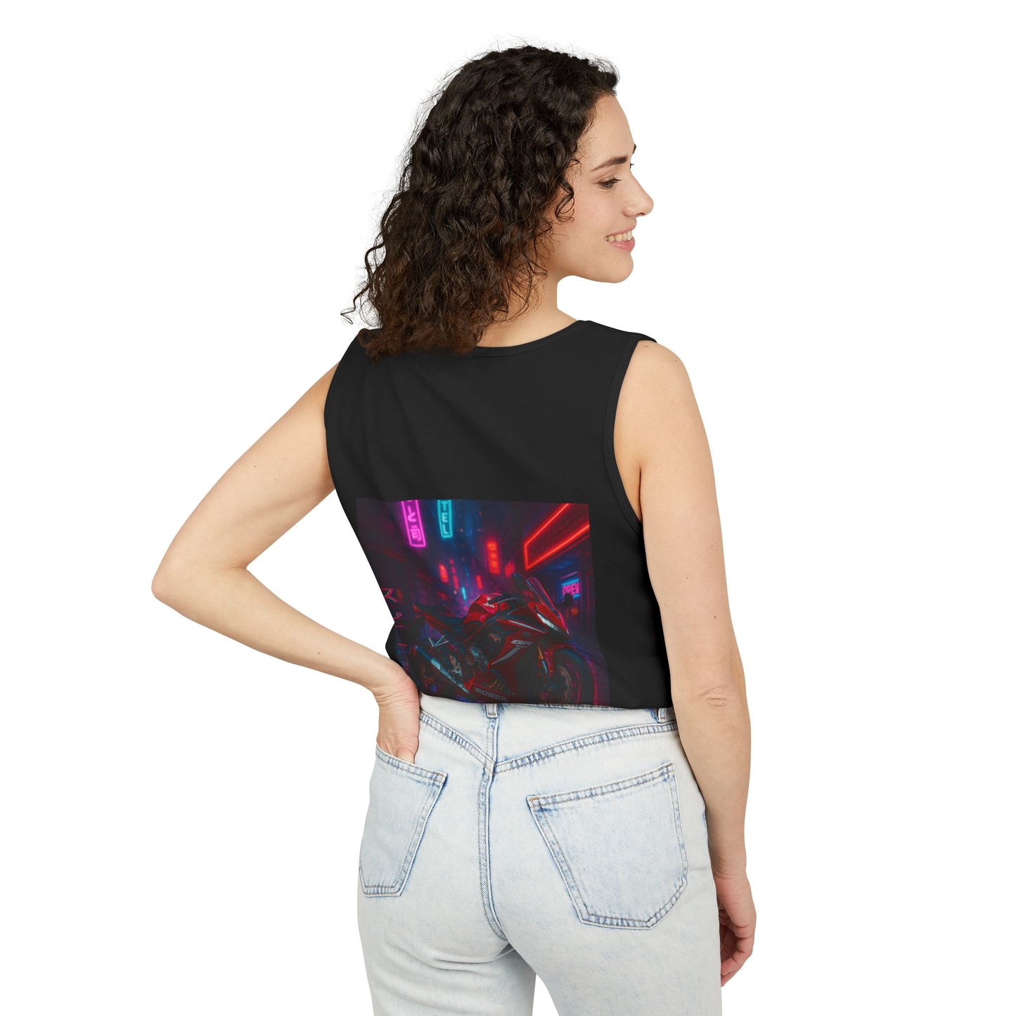 650r Backprint Cool Motorcycle Graphic Tank Top - Unisex Garment-Dyed
