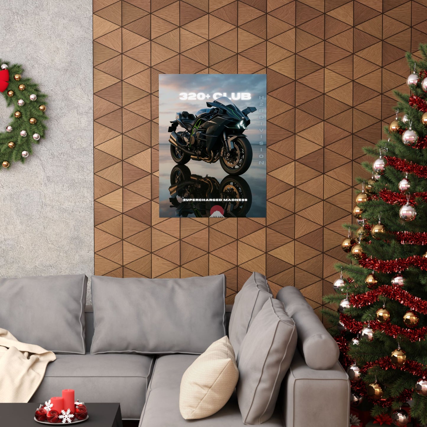 Affiche murale verticale mate H2R WallArt pour moto – 320+ Club Supercharged Madness
