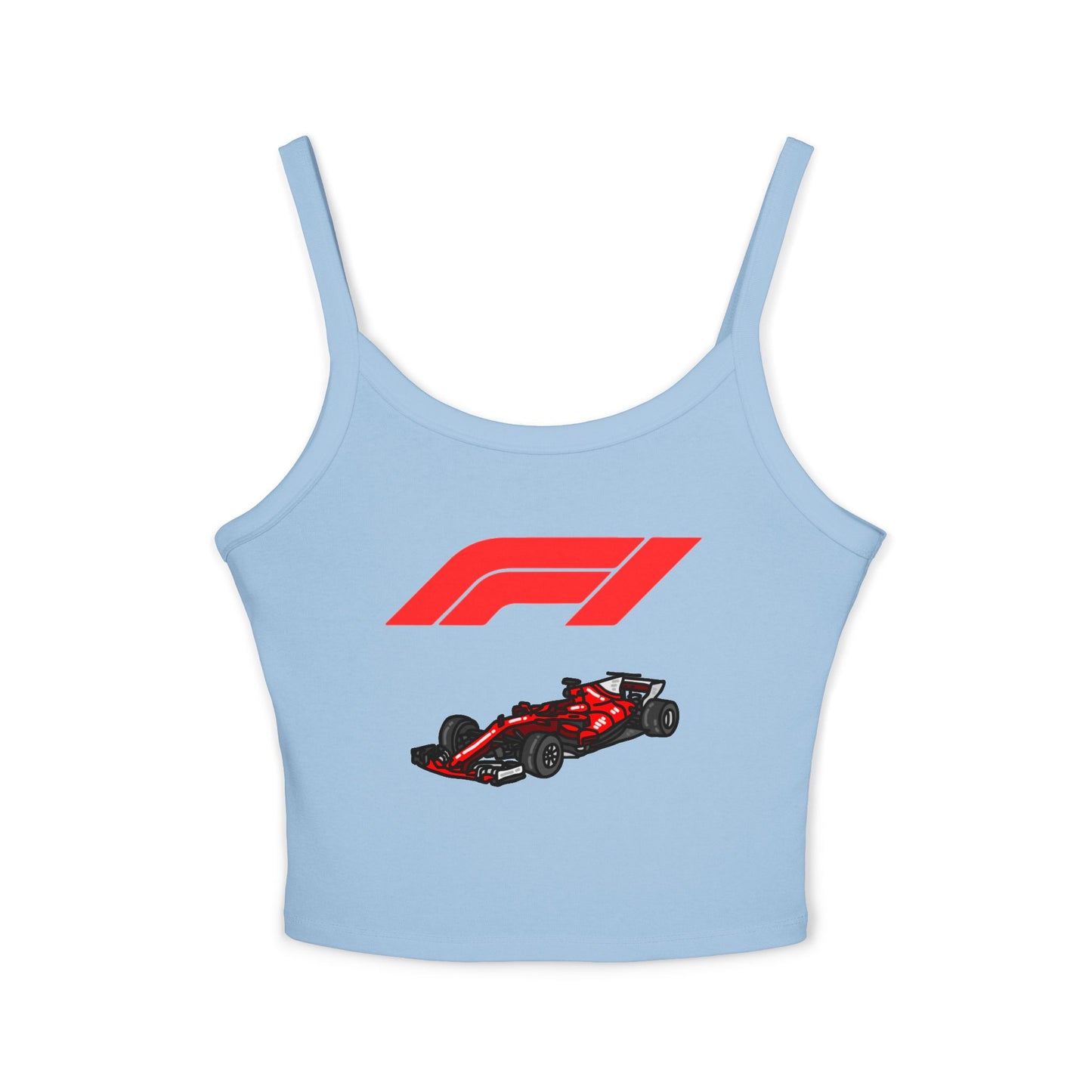 F1 Racing Women's Spaghetti Strap Tank Top, Sports Apparel, Motorsport Fans, Summer Wear, Gift for Car Lovers, Casual Style