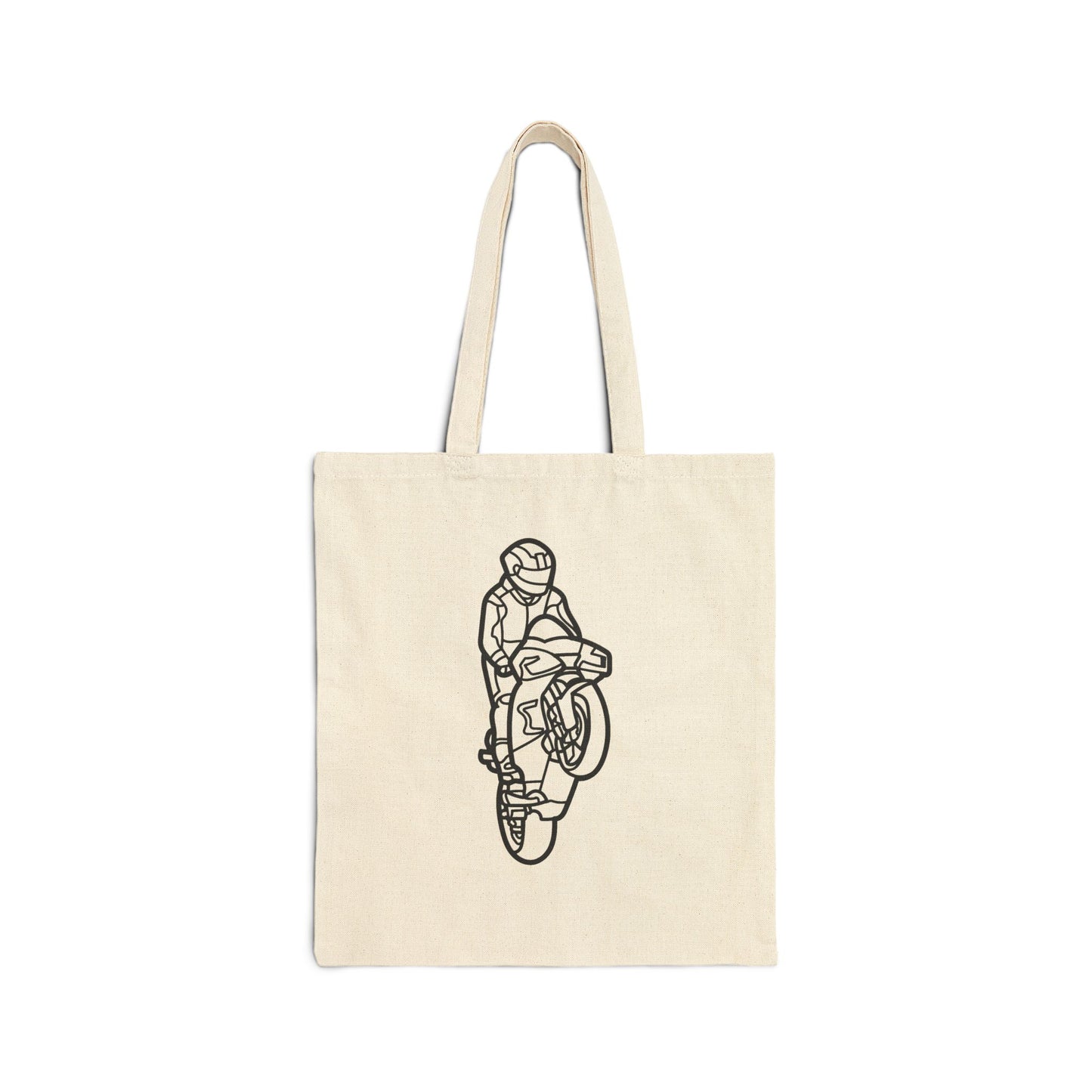 Motorcycle Lover's Cotton Canvas Tote Bag | Artsy Bike Design, Eco-Friendly Shopping, Unique Gift for Riders, Casual Use, Stylish Accessory