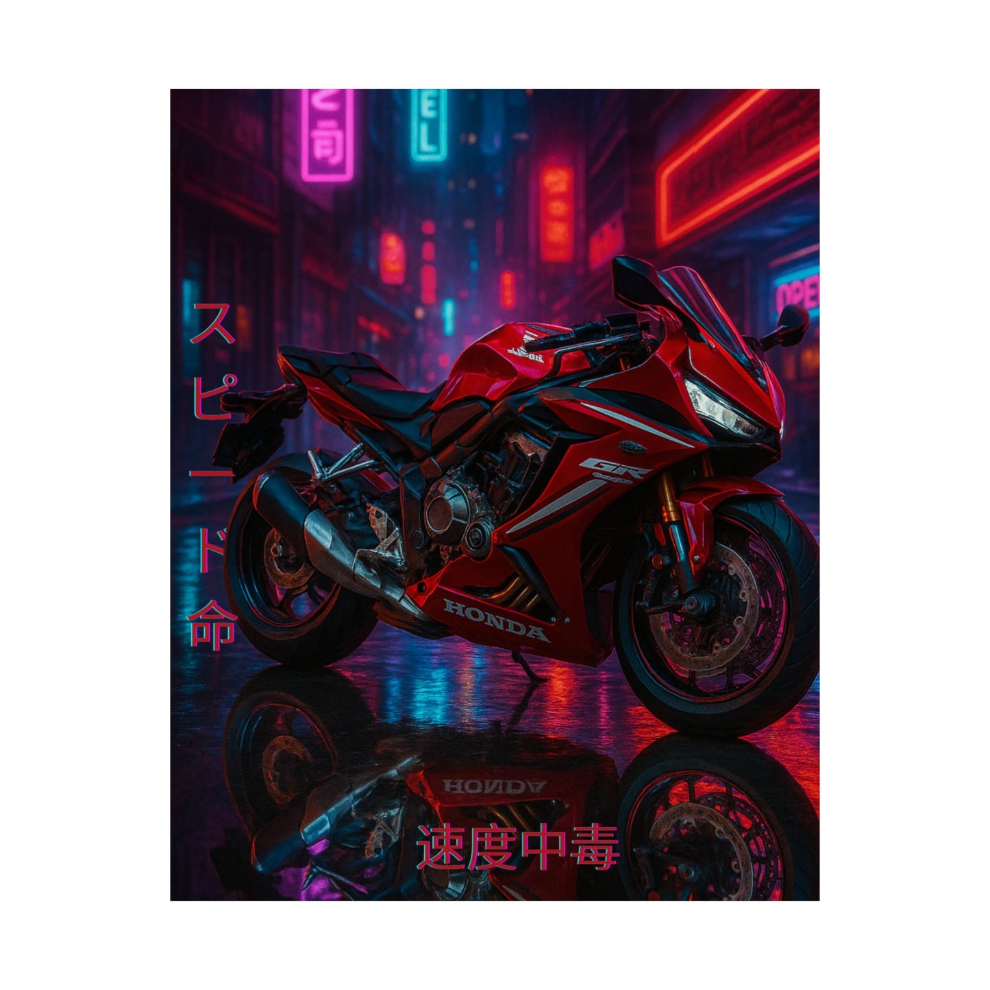 Affiche verticale mate néon moto 650r - Speed & Velocity Art