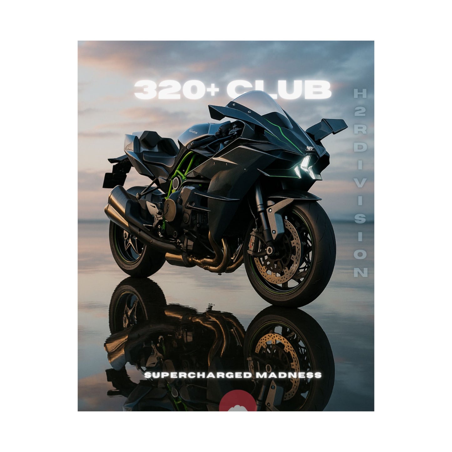 Affiche murale verticale mate H2R WallArt pour moto – 320+ Club Supercharged Madness