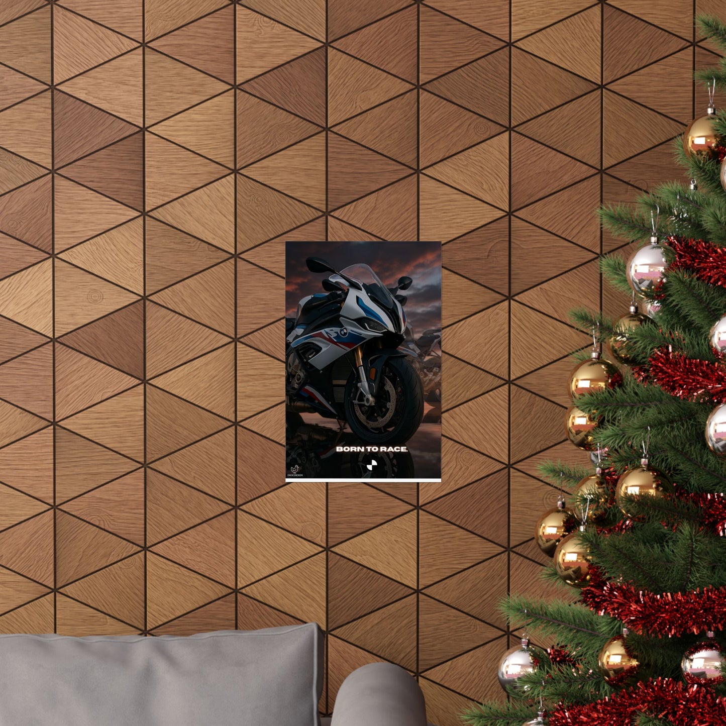 Affiche verticale mate pour moto S1000RR – « Born to Race » – Idéale pour les motards et les passionnés de course