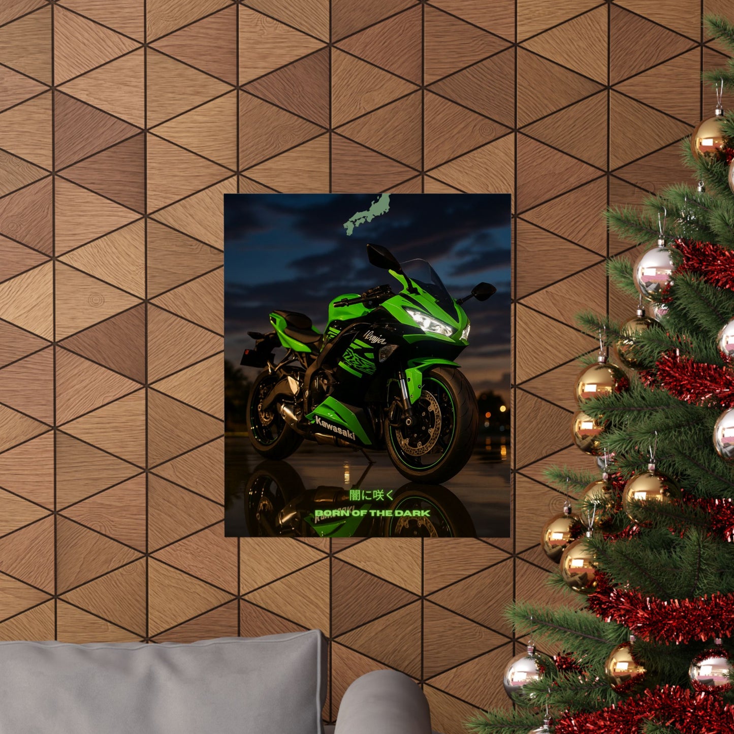 Affiche verticale mate Kawasaki Zx6r - Born of the Dark - Décoration murale idéale pour les passionnés d'automobile