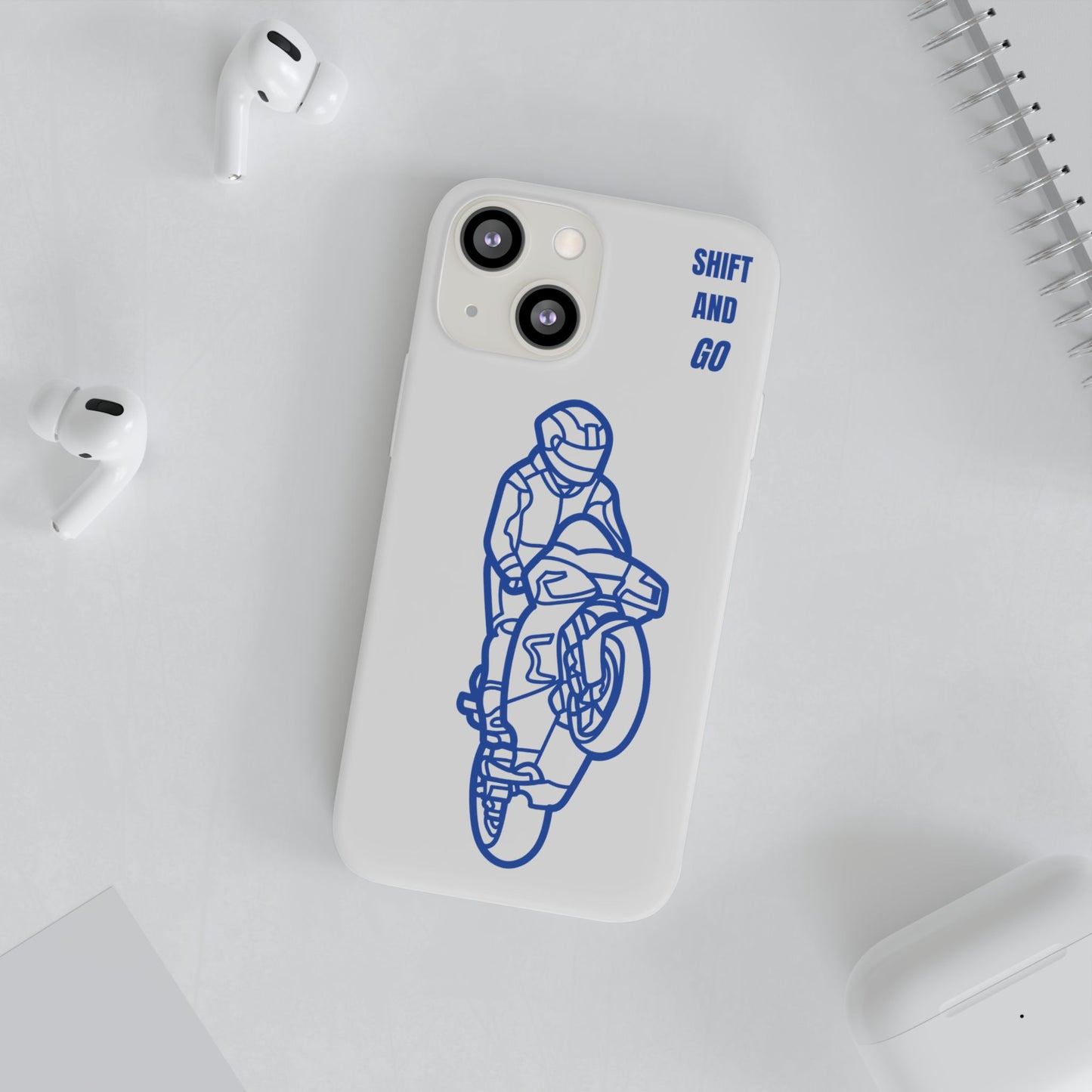 Motorcycle Flexi Cases - Shift and Go Design, Biker Gift, Phone Accessory, Sporty Case, Riding Enthusiast
