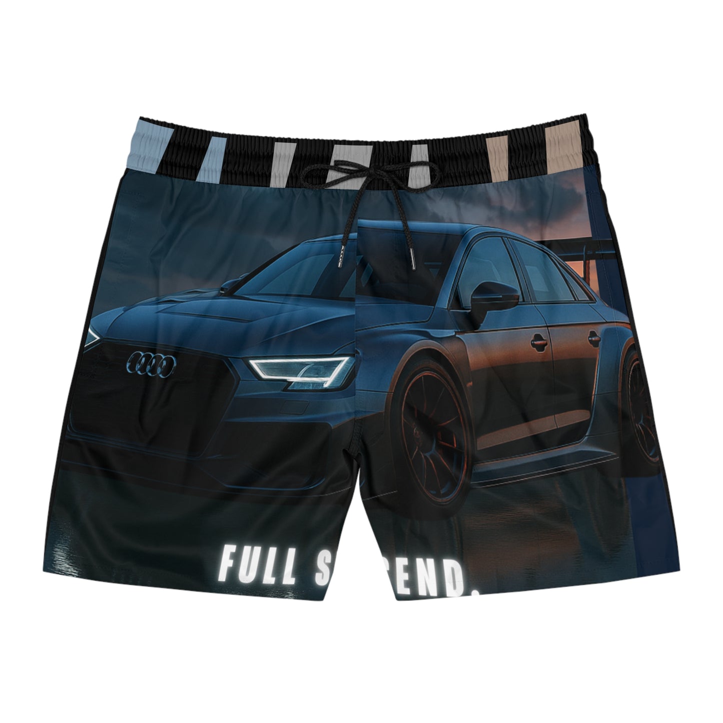 Sporty Audi Men's Mid-Length Swim Shorts - Perfect for Beach Days & Racing Enthusiasts