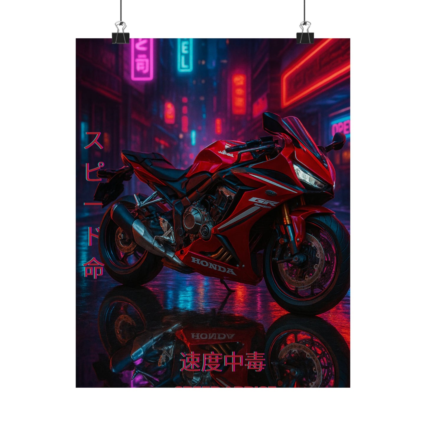 Affiche verticale mate néon moto 650r - Speed & Velocity Art