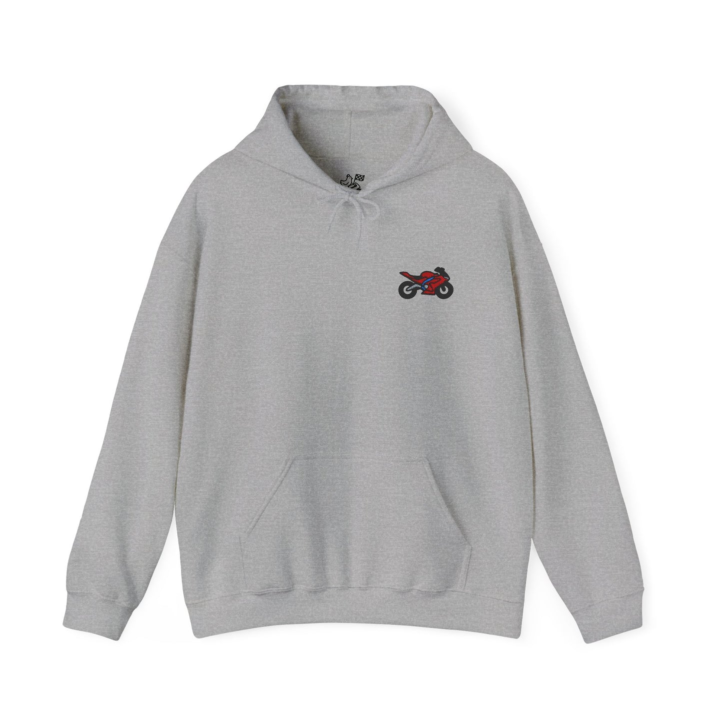 Red Motorcycle Embroidery Minimalist Paper Airplane Hoodie - Unisex Heavy Blend