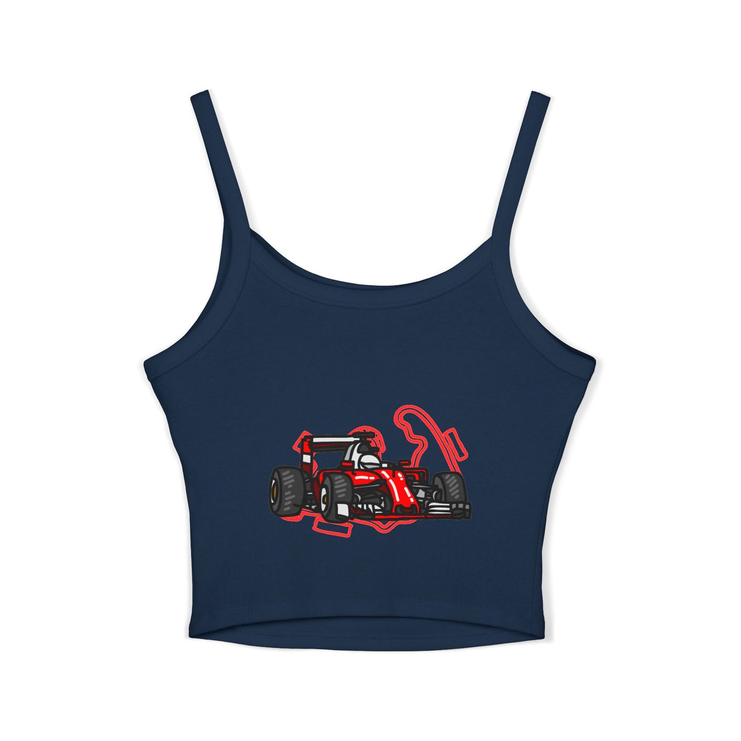 F1 Racing Women's Spaghetti Strap Tank Top, Sports Apparel, Motorsport Fans, Summer Wear, Gift for Car Lovers, Casual Style