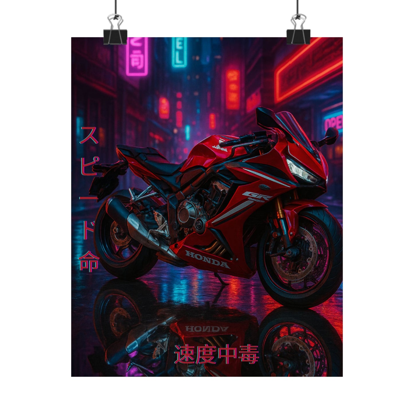 Affiche verticale mate néon moto 650r - Speed & Velocity Art