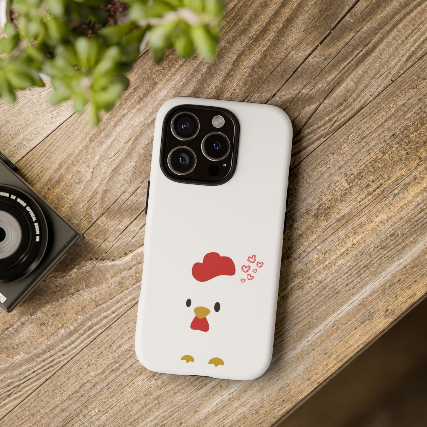 Coque de téléphone mignonne en forme de poulet, coques résistantes pour les amoureux des animaux, cadeau de Saint-Valentin, décoration de ferme, accessoires mobiles uniques, motif cœur