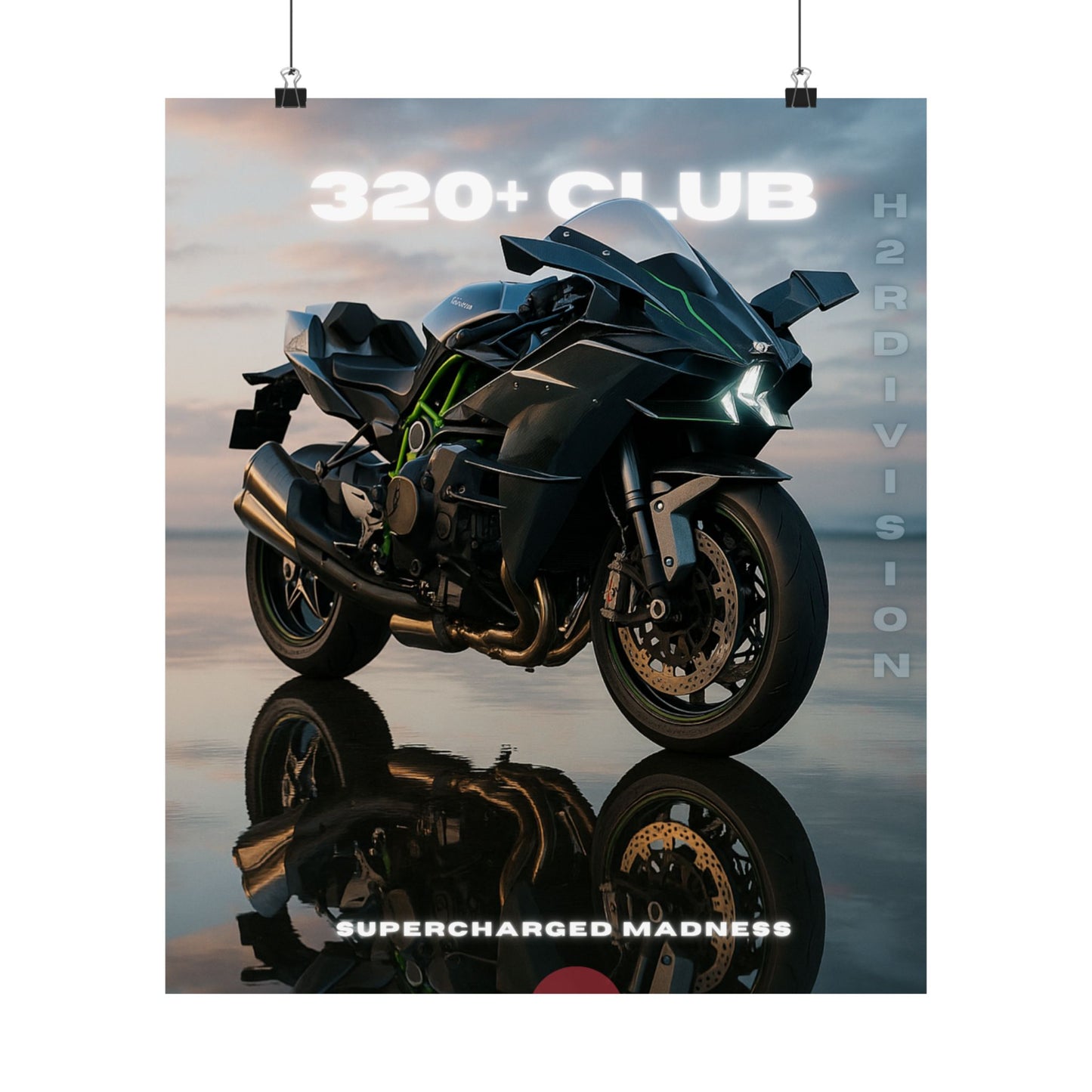 Affiche murale verticale mate H2R WallArt pour moto – 320+ Club Supercharged Madness